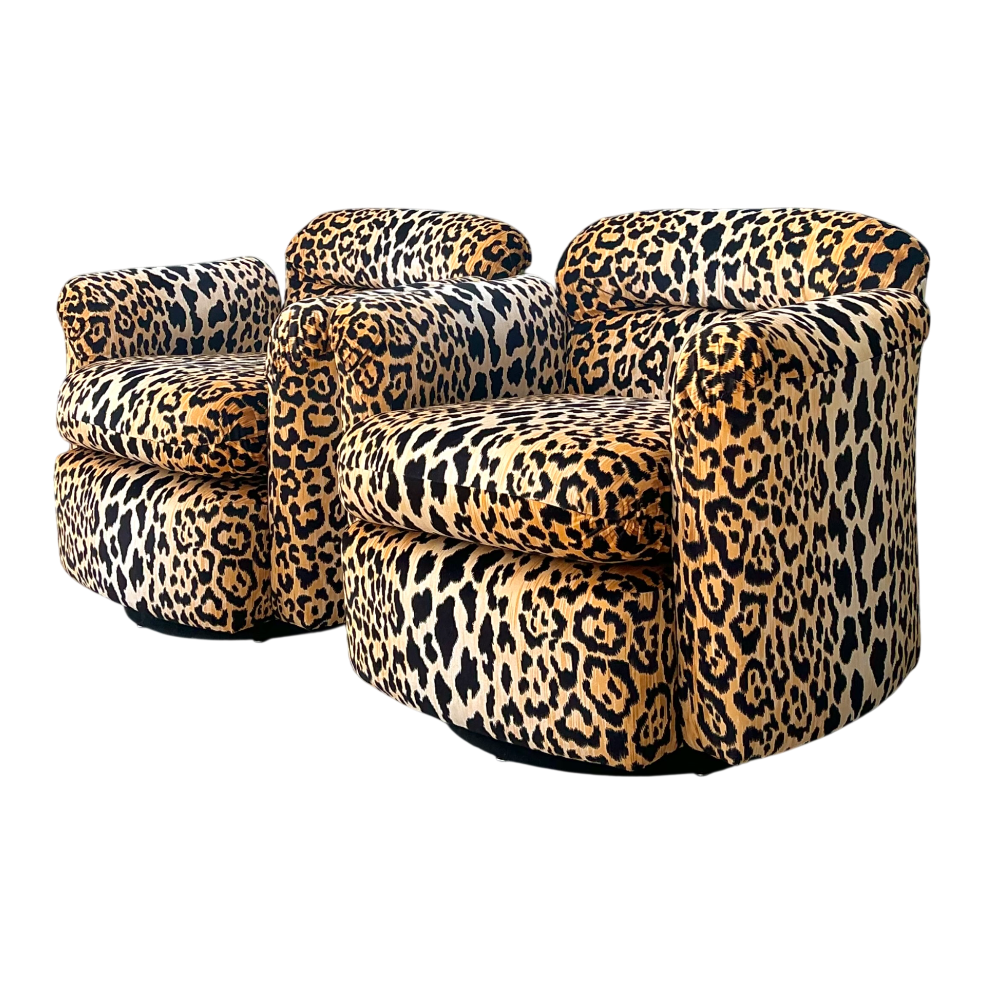 Vintage Leopard Velvet Swivel Chairs - Pair — additional photo 1