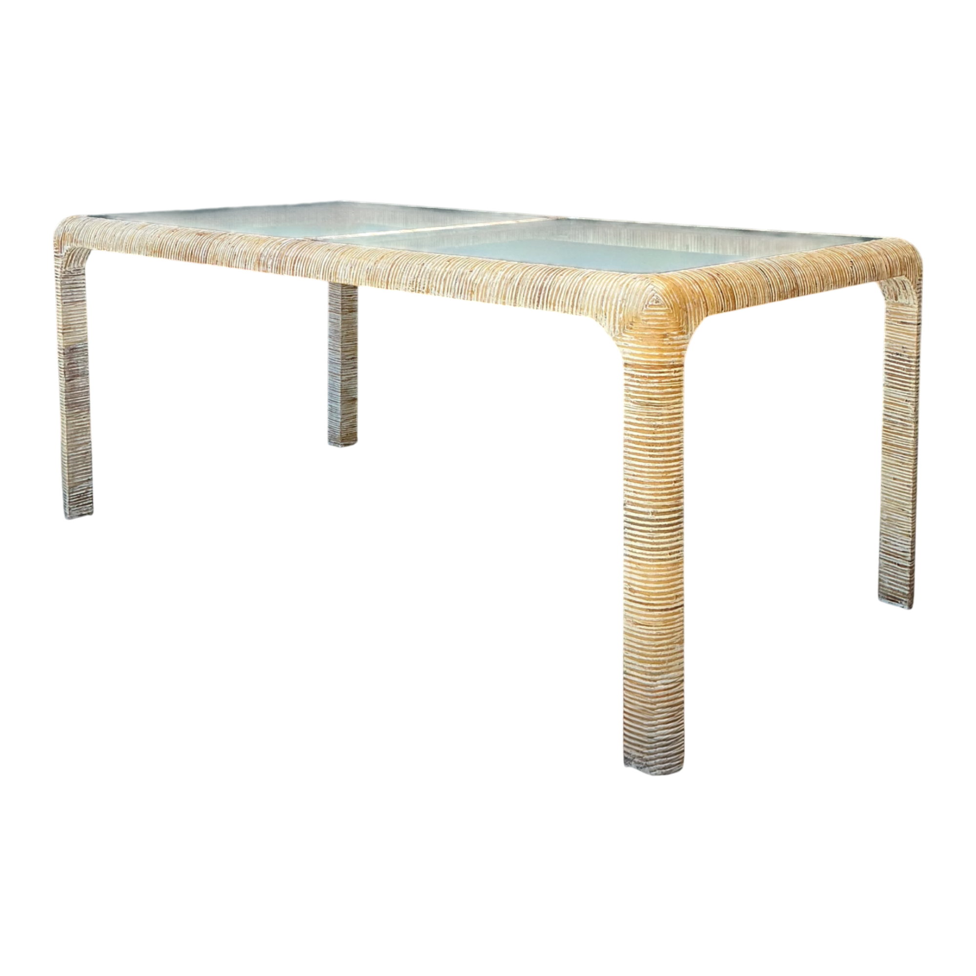 Vintage Rattan and Glass Dining Table — additional photo 1