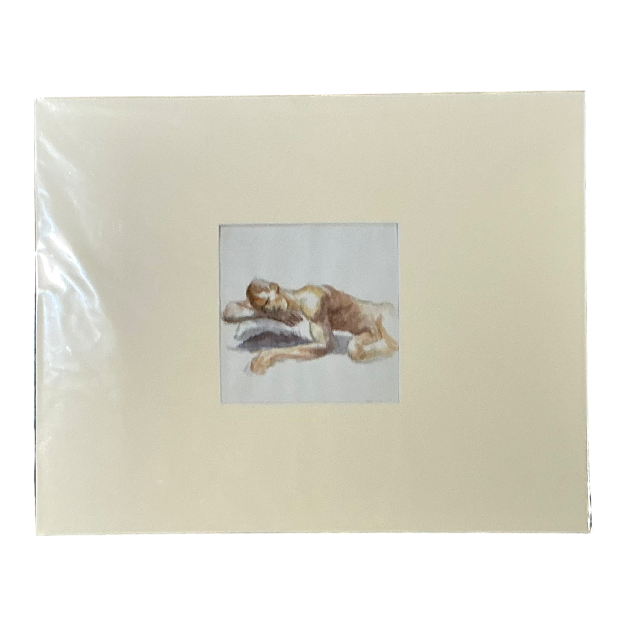 Vintage Original Figurative Watercolor In Mat — additional photo 1