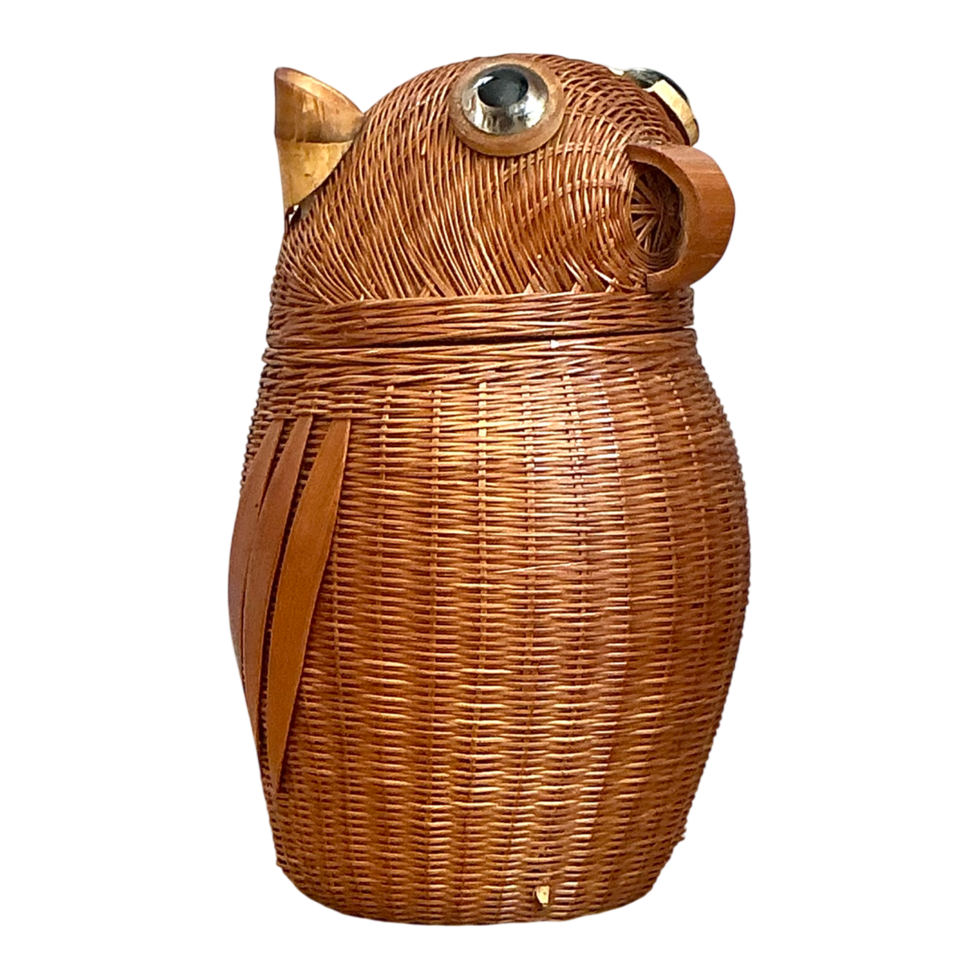 Vintage Shanghai Weave Rattan Owl Basket