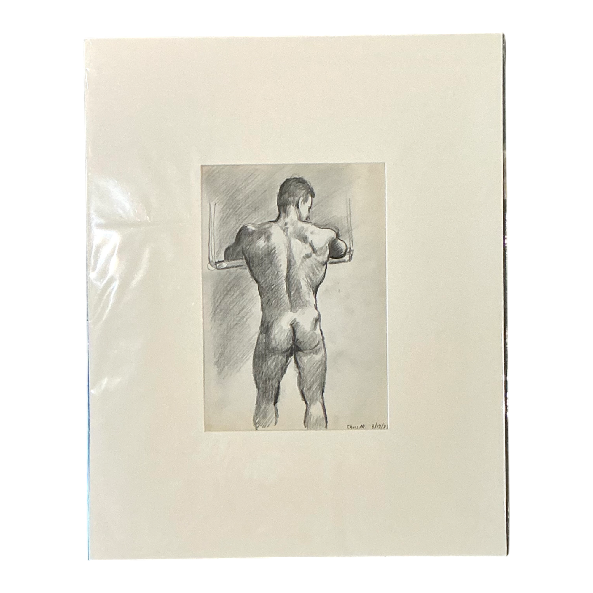 Vintage Original Figurative Watercolor In Mat — additional photo 1