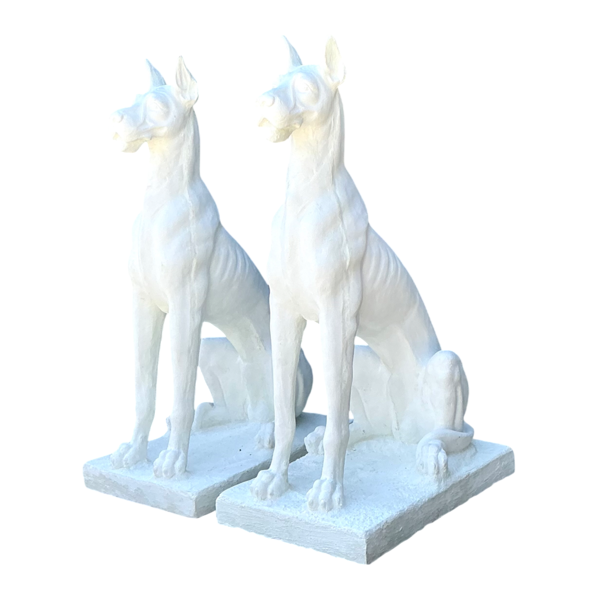 Vintage Solid Cast Cement Great Dane Statues - A Pair