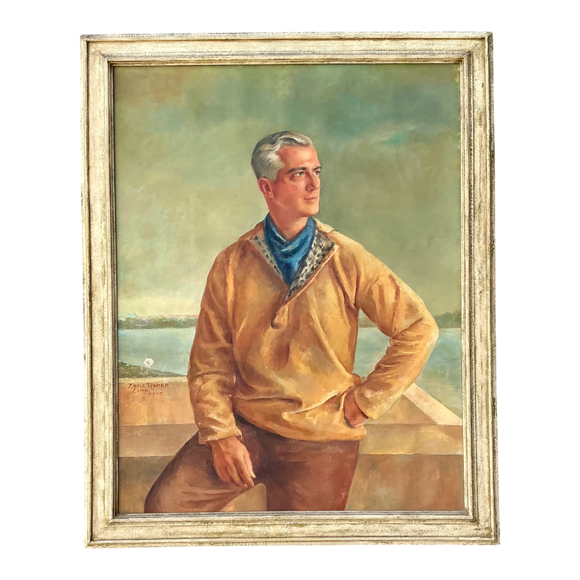 Monumental 1947 Zofia Tomek Framed Portrait Painting — additional photo 1