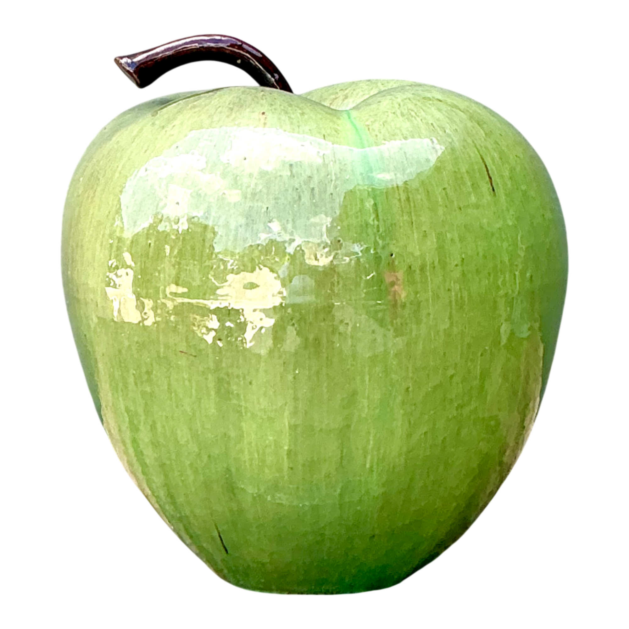 Vintage Monumental Green Ceramic Apple Sculpture — additional photo 1