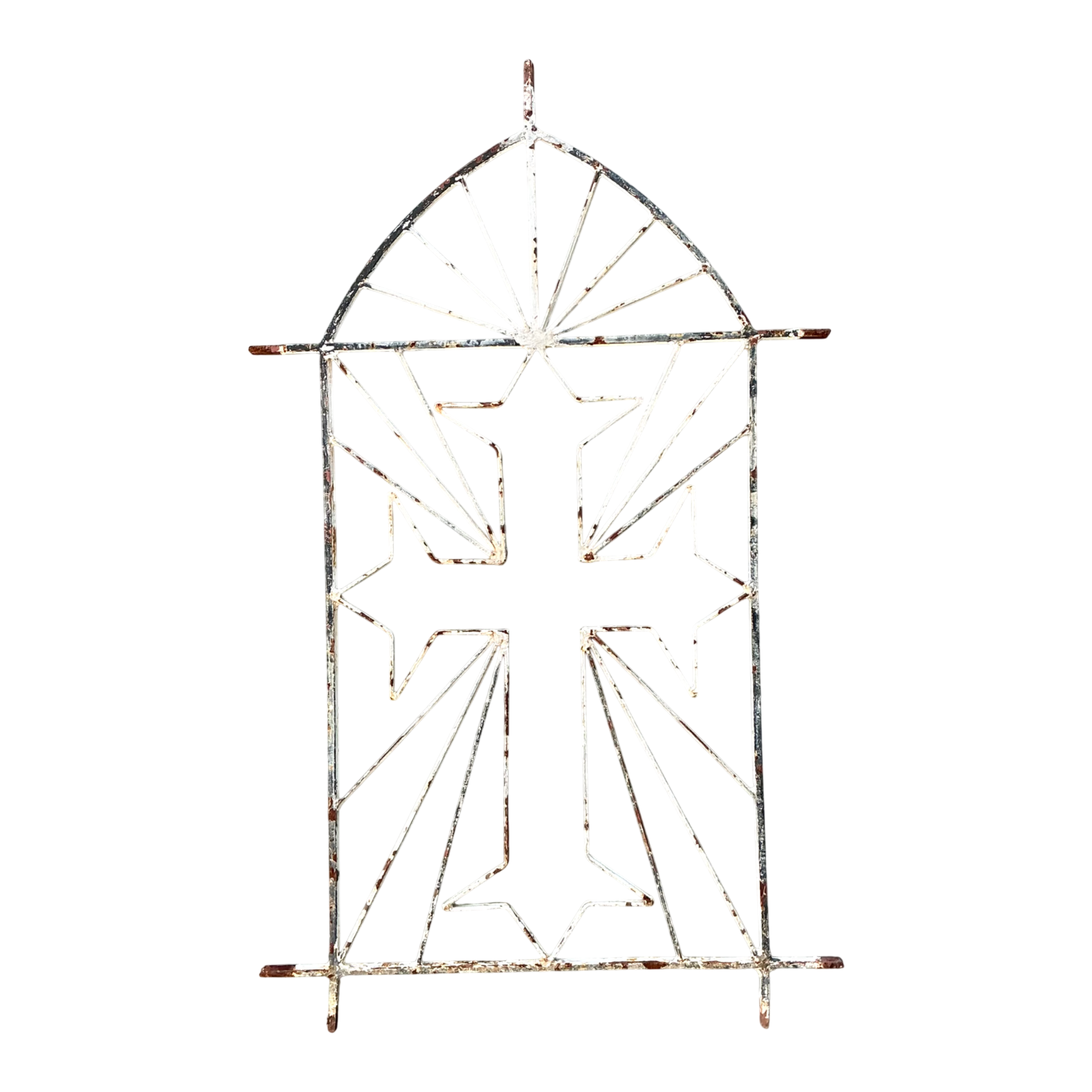 Vintage Architectural Element Metal Cross Window Grate — additional photo 1