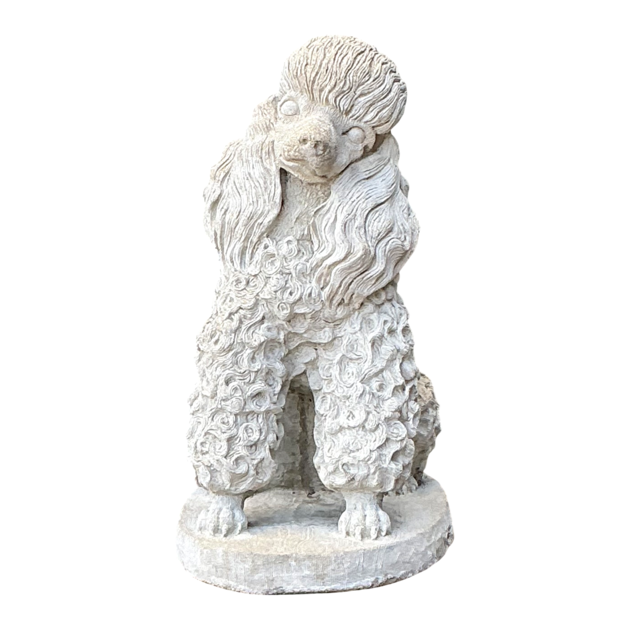 Vintage Cement Poodle Dog Statue