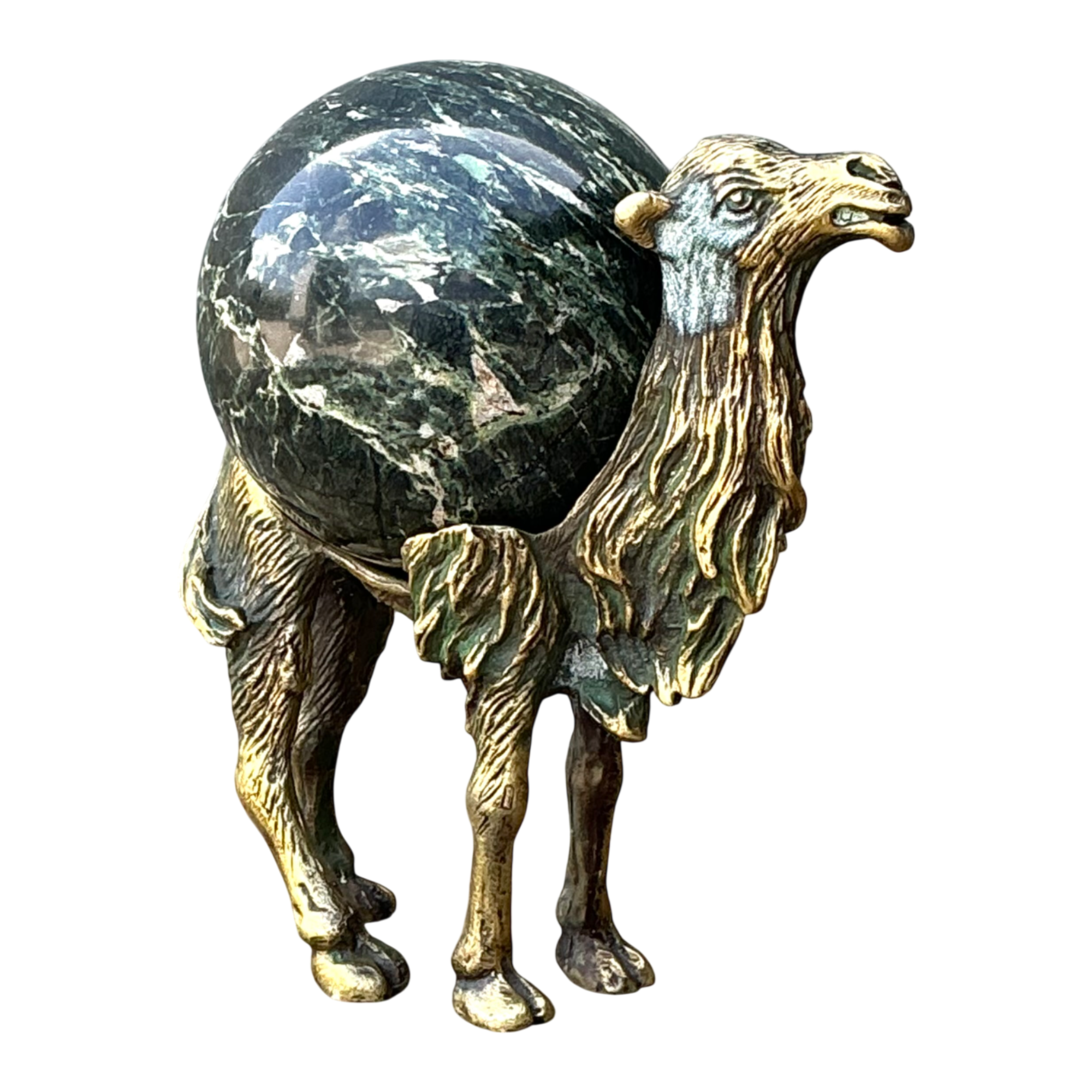 Vintage Brass Camel with Stone Sphere — additional photo 1