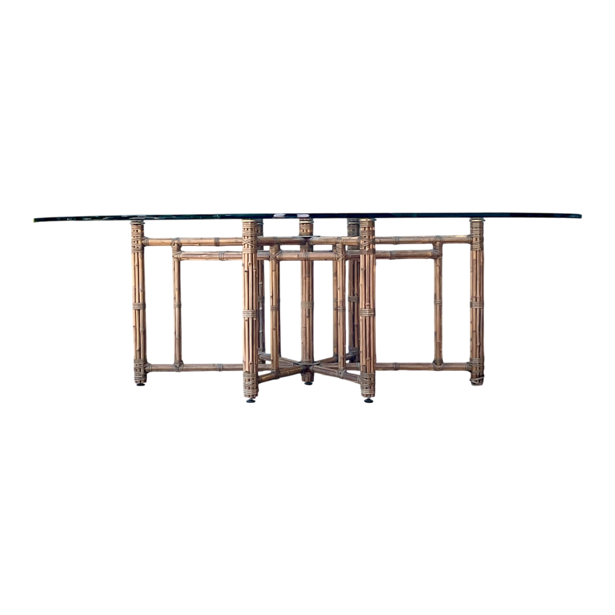 McGuire Rattan and Glass Oval Dining Table
