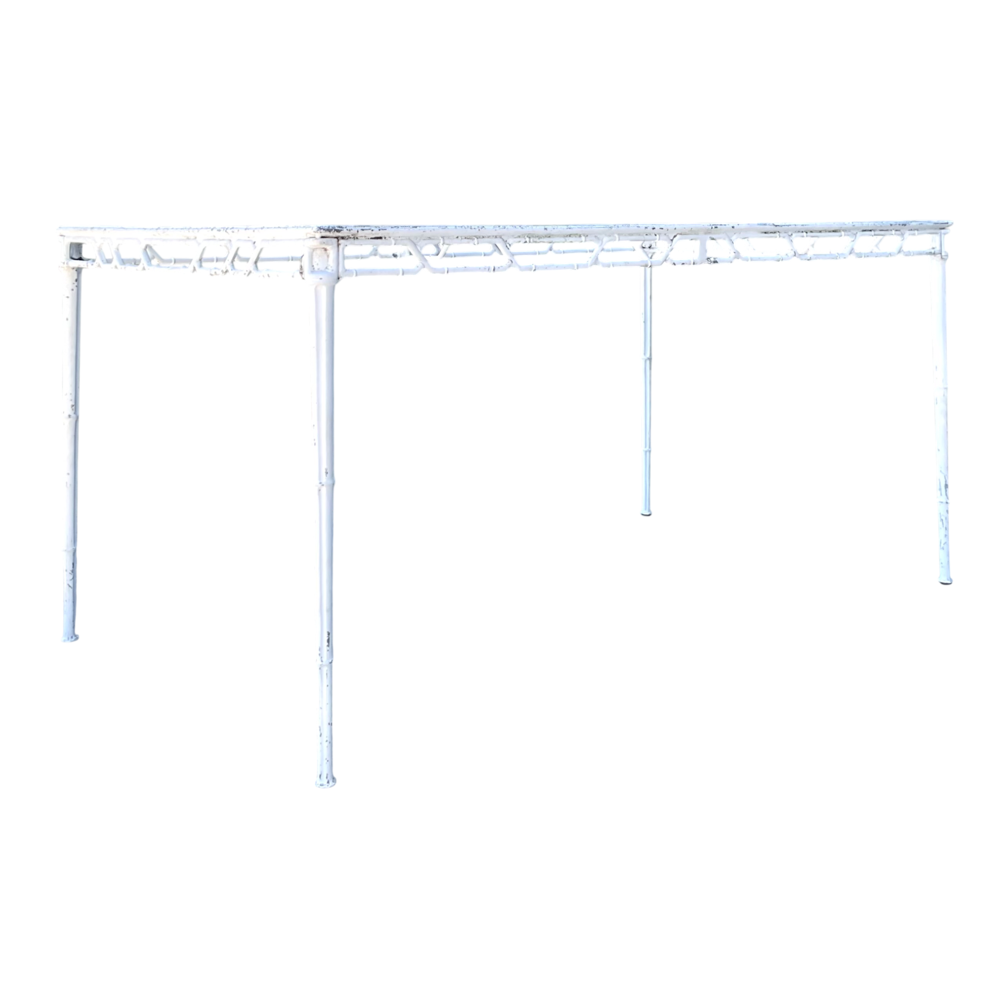 Vintage Brown Jordan “Calcutta” Metal Patio Dining Table with Glass Top
