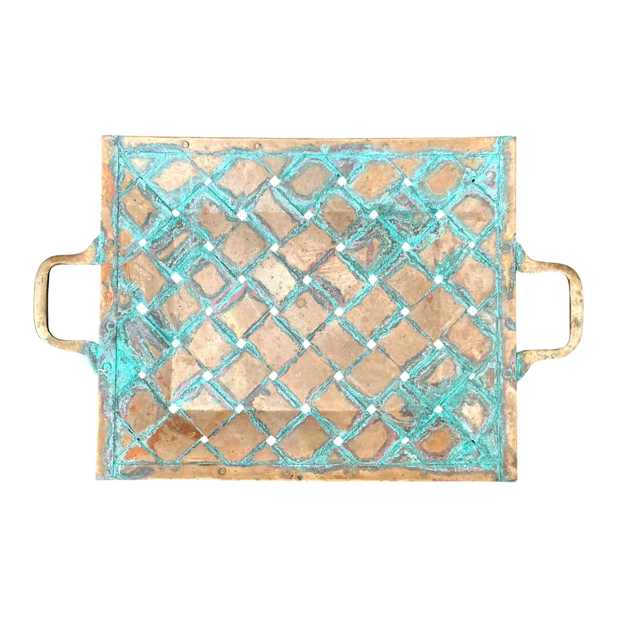 Vintage Patinated Copper Lattice Tray — additional photo 1