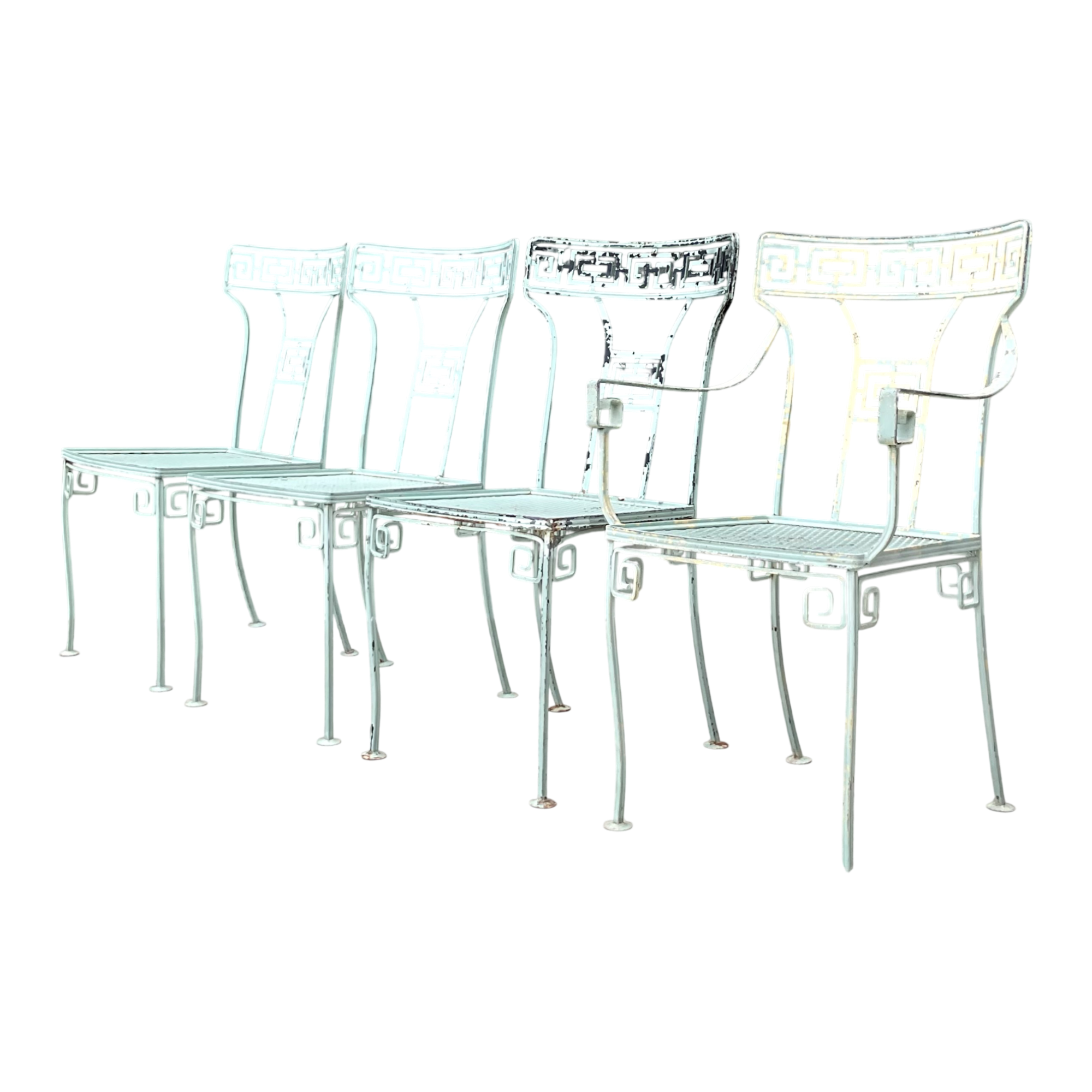 Vintage Meadowcraft Greek Key Outdoor Dining Chairs - Set of Four