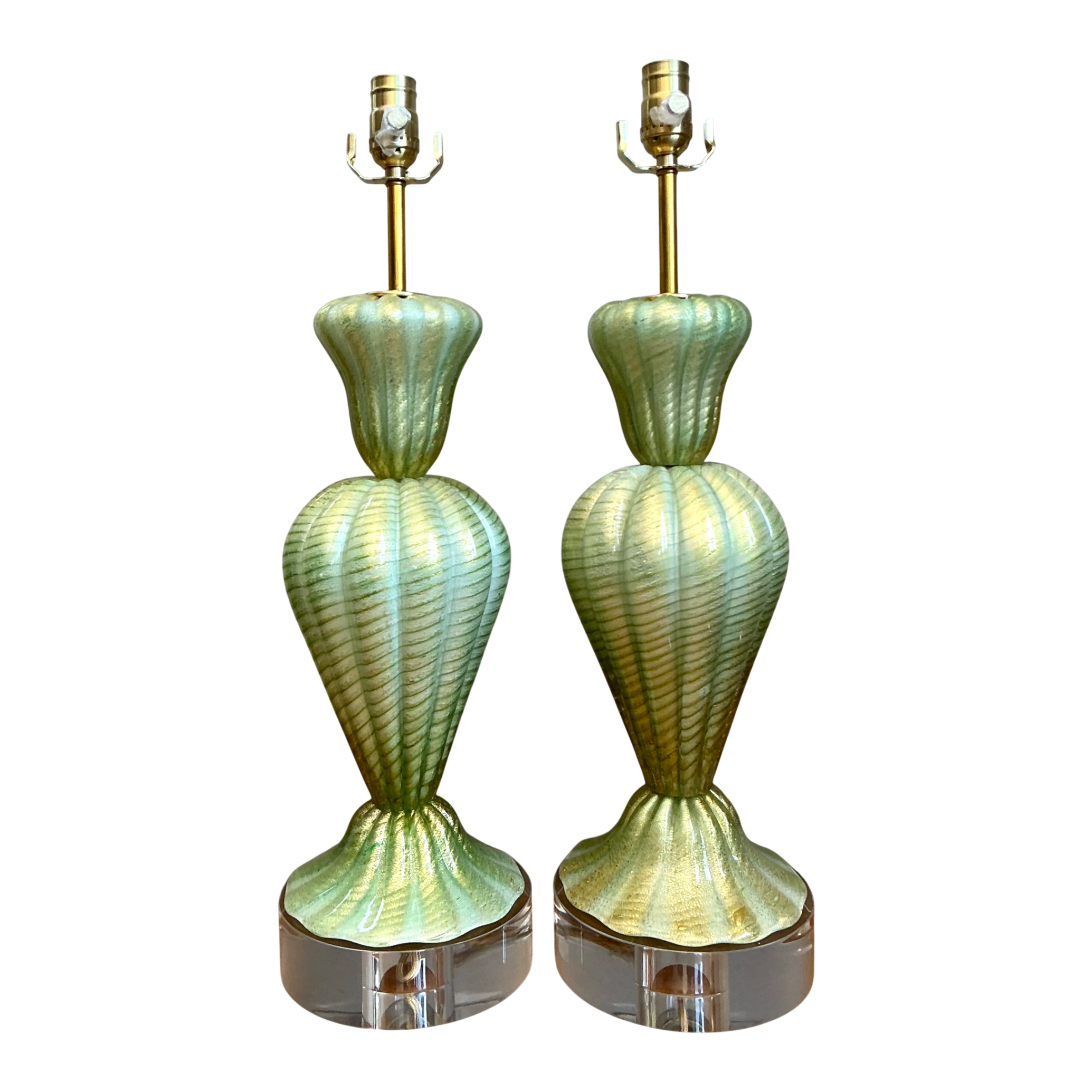 Vintage Italian Murano Glass Lamps with Lucite Plinths