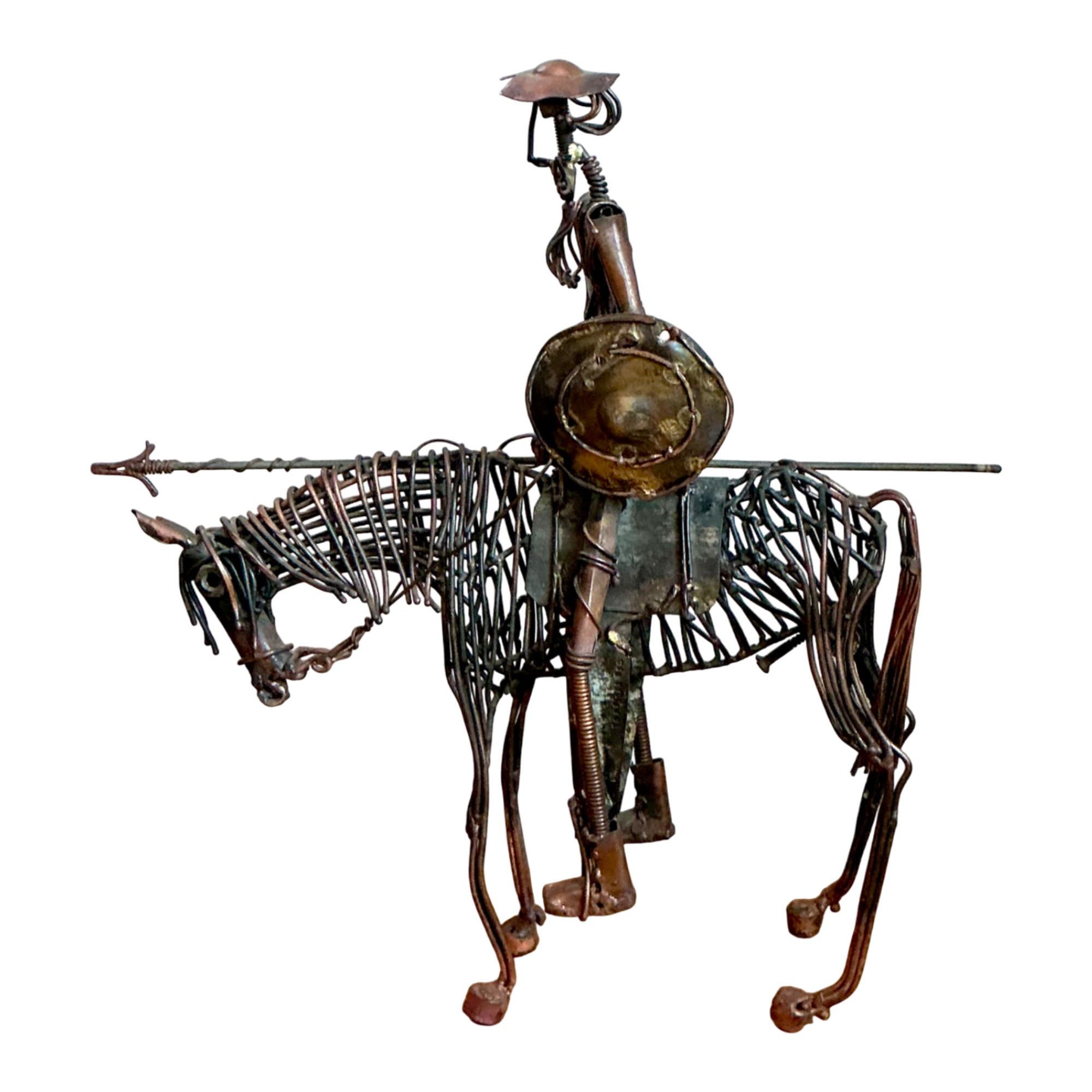 Vintage Wire Don Quixote and Horse Sculpture