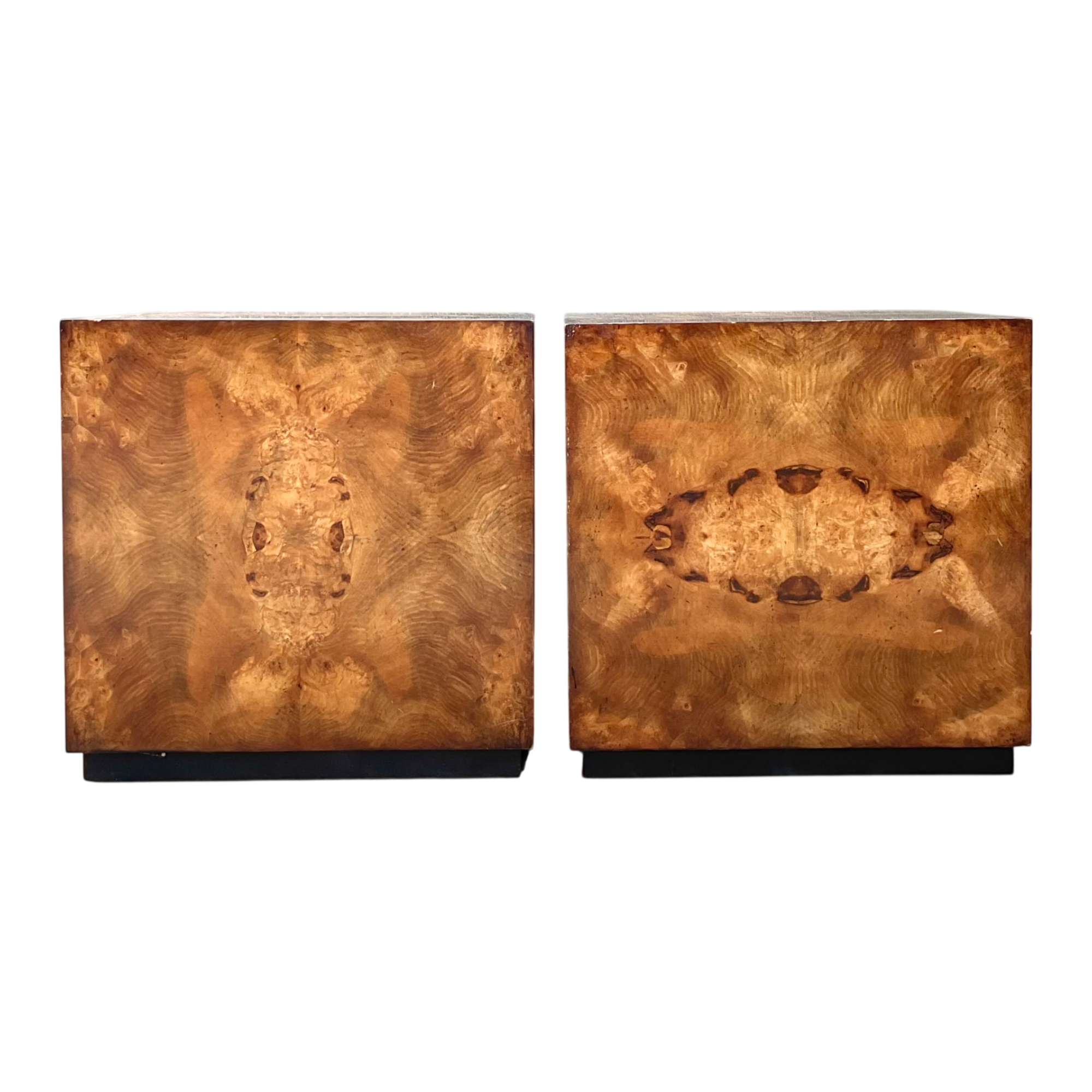 Vintage Burl Wood Cube Tables - Pair — additional photo 1