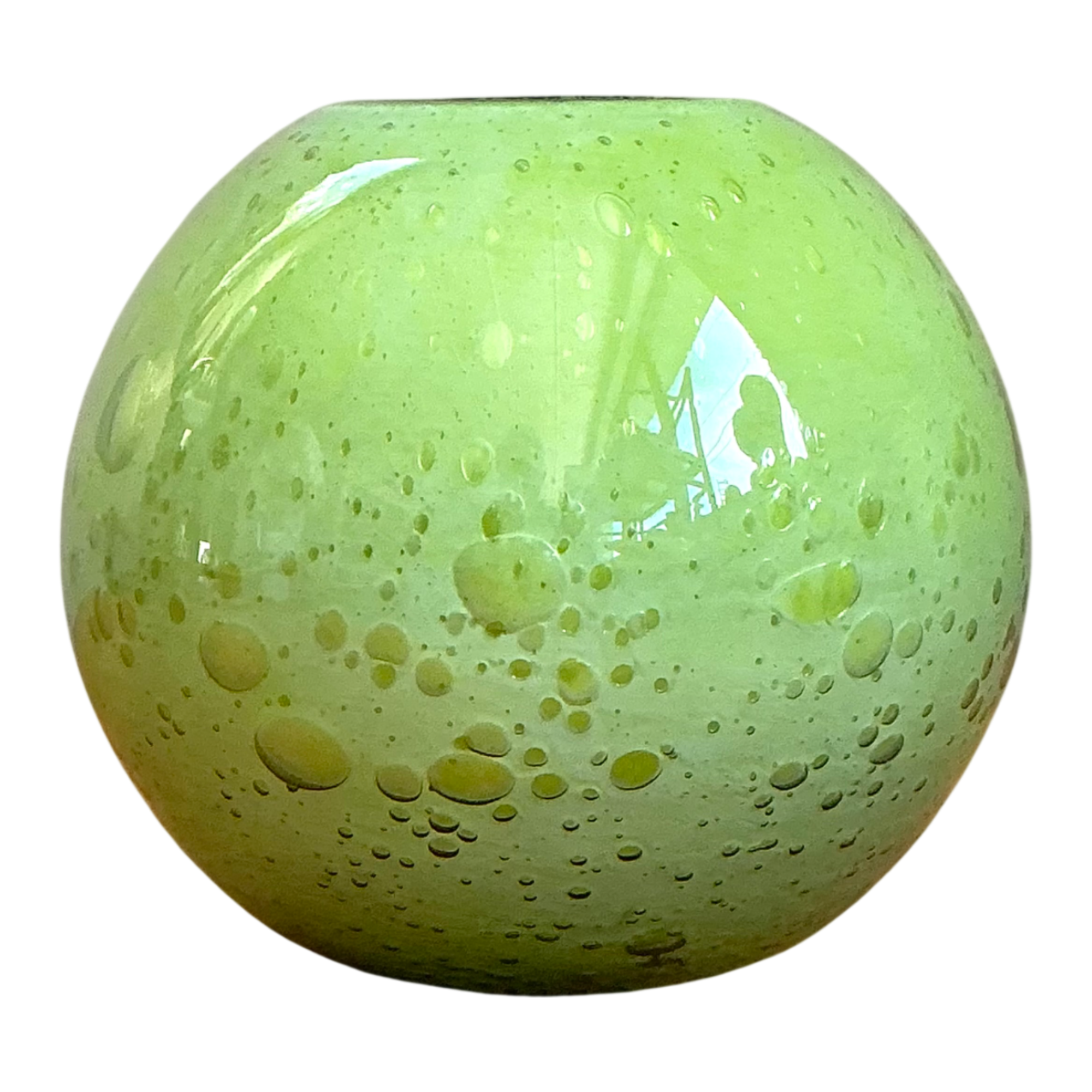 Vintage Green Glass Bubble Sphere Vase