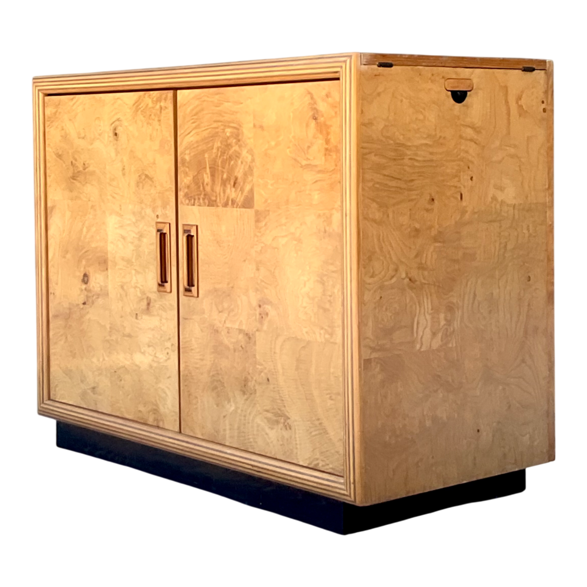Vintage Henredon Modernist Two Door Burl Wood Server