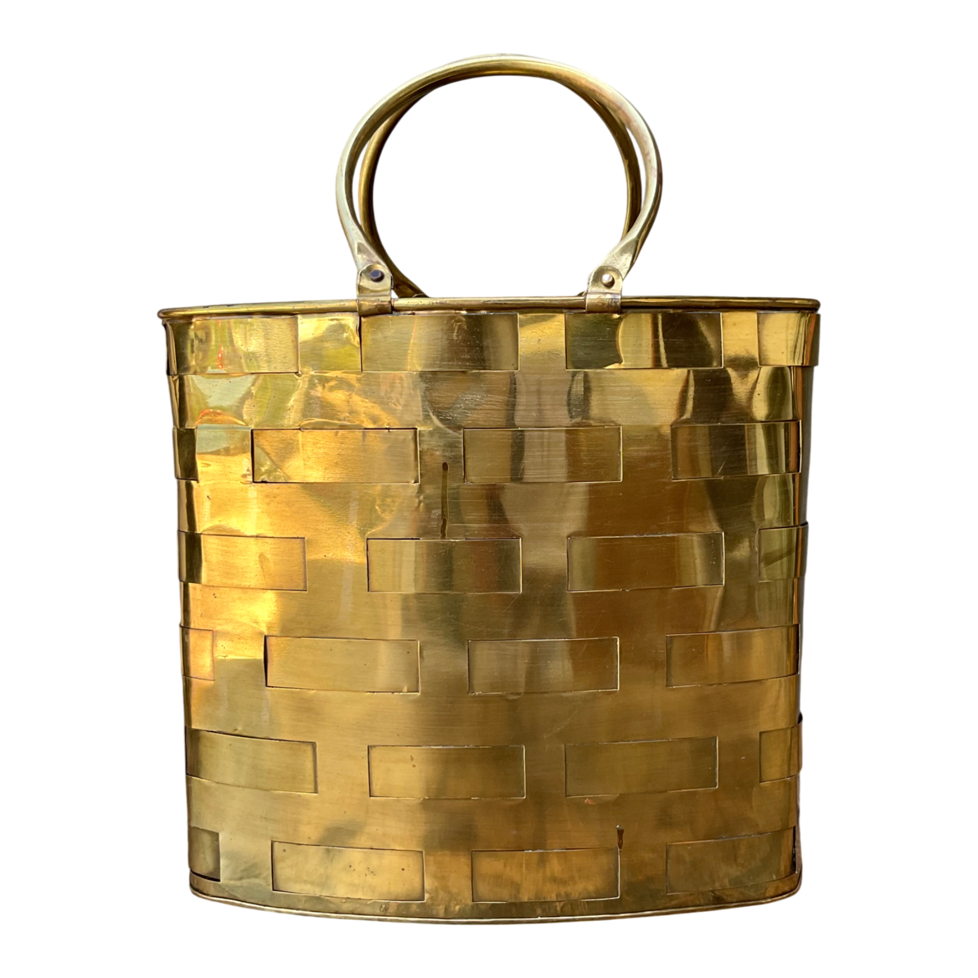 Vintage Brass Woven Basket