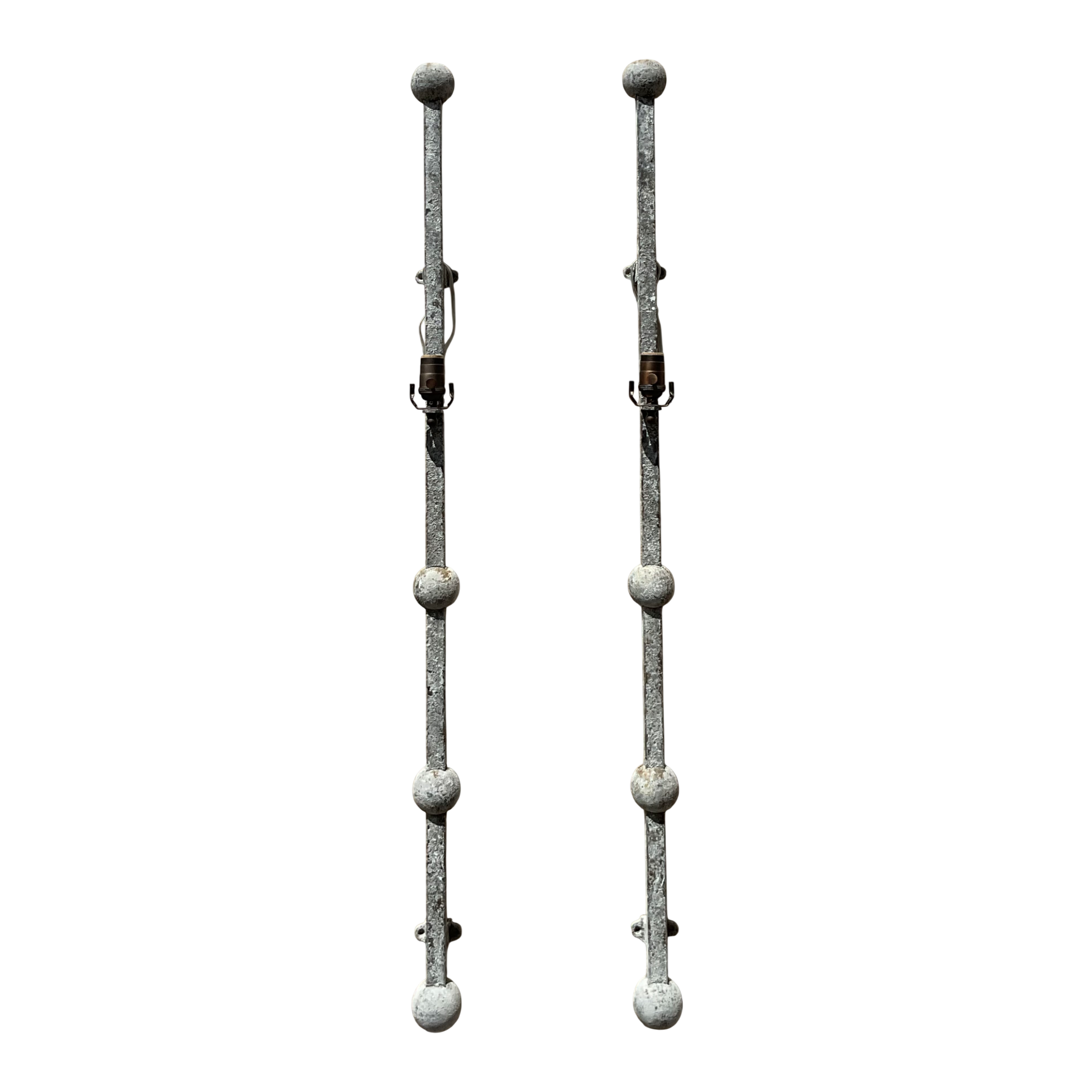 Vintage Metal Ball Finial Wall Sconces - A Pair