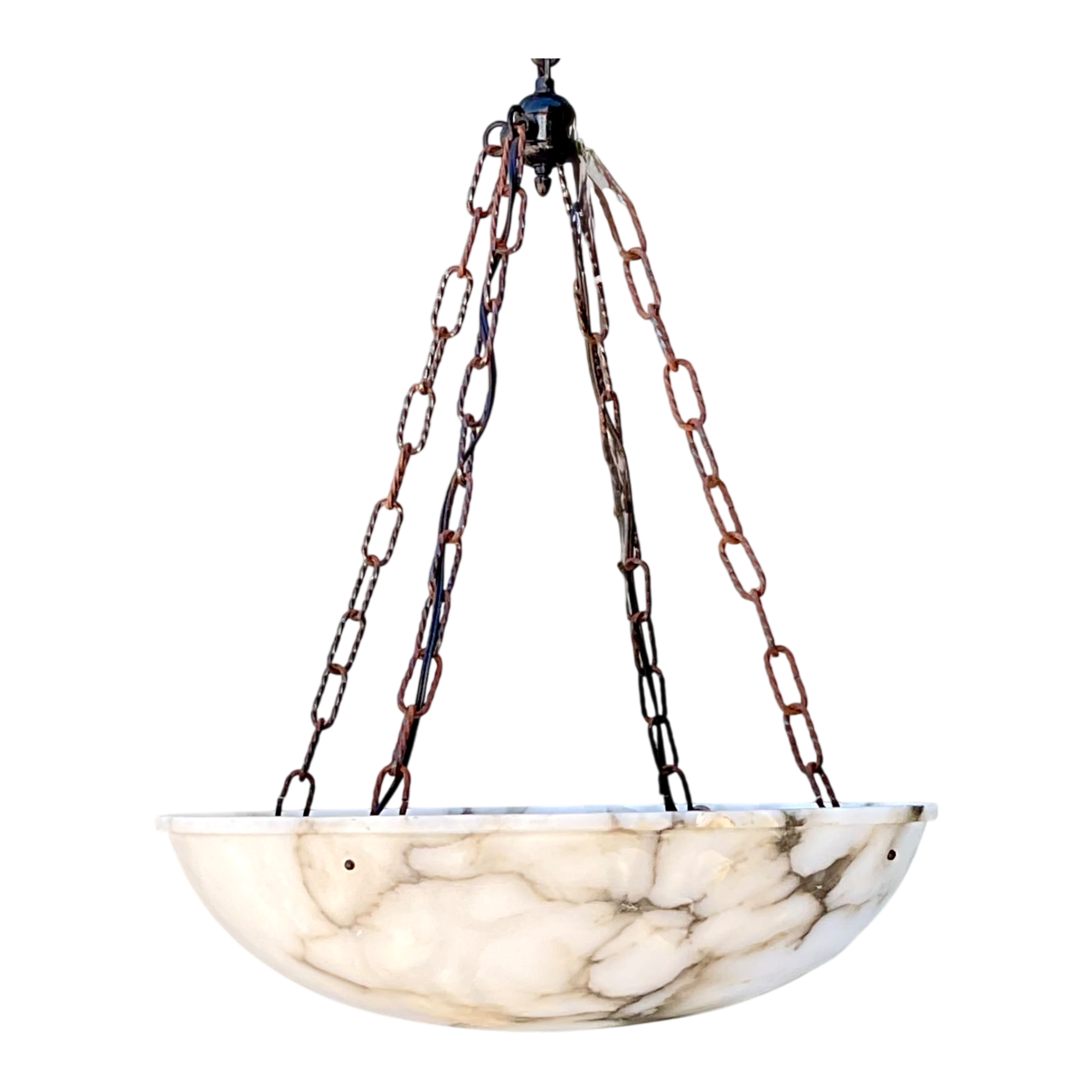 Vintage Alabaster Bowl Pendant Light