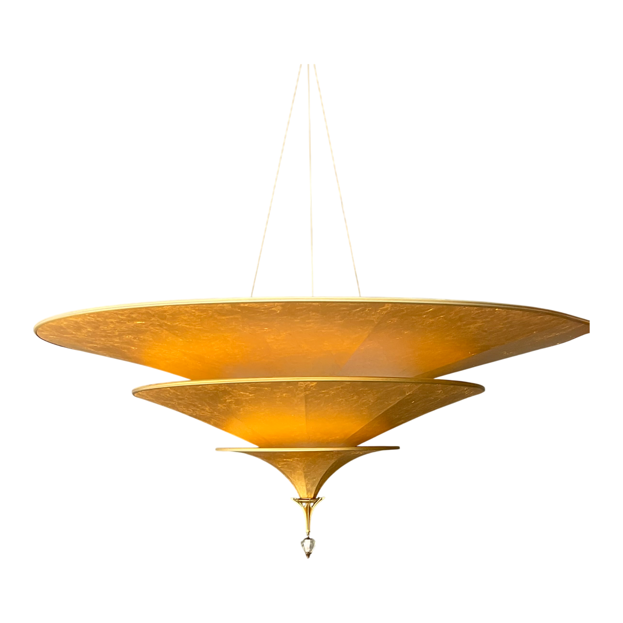 Vintage Italian Fortuny “Icaro” Three Tiered Gold Fiber Chandelier