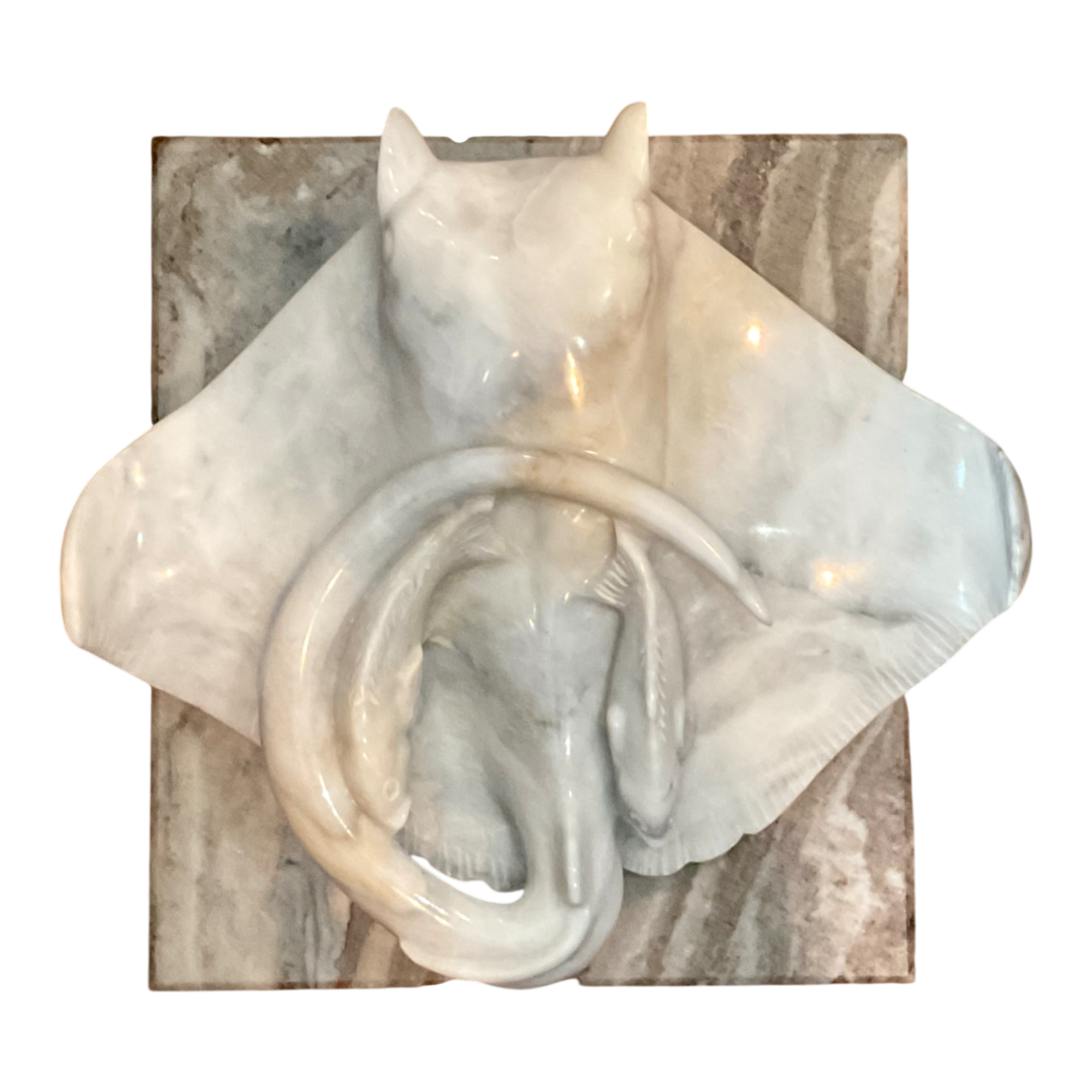Vintage Carrera Marble Stingray Sculpture