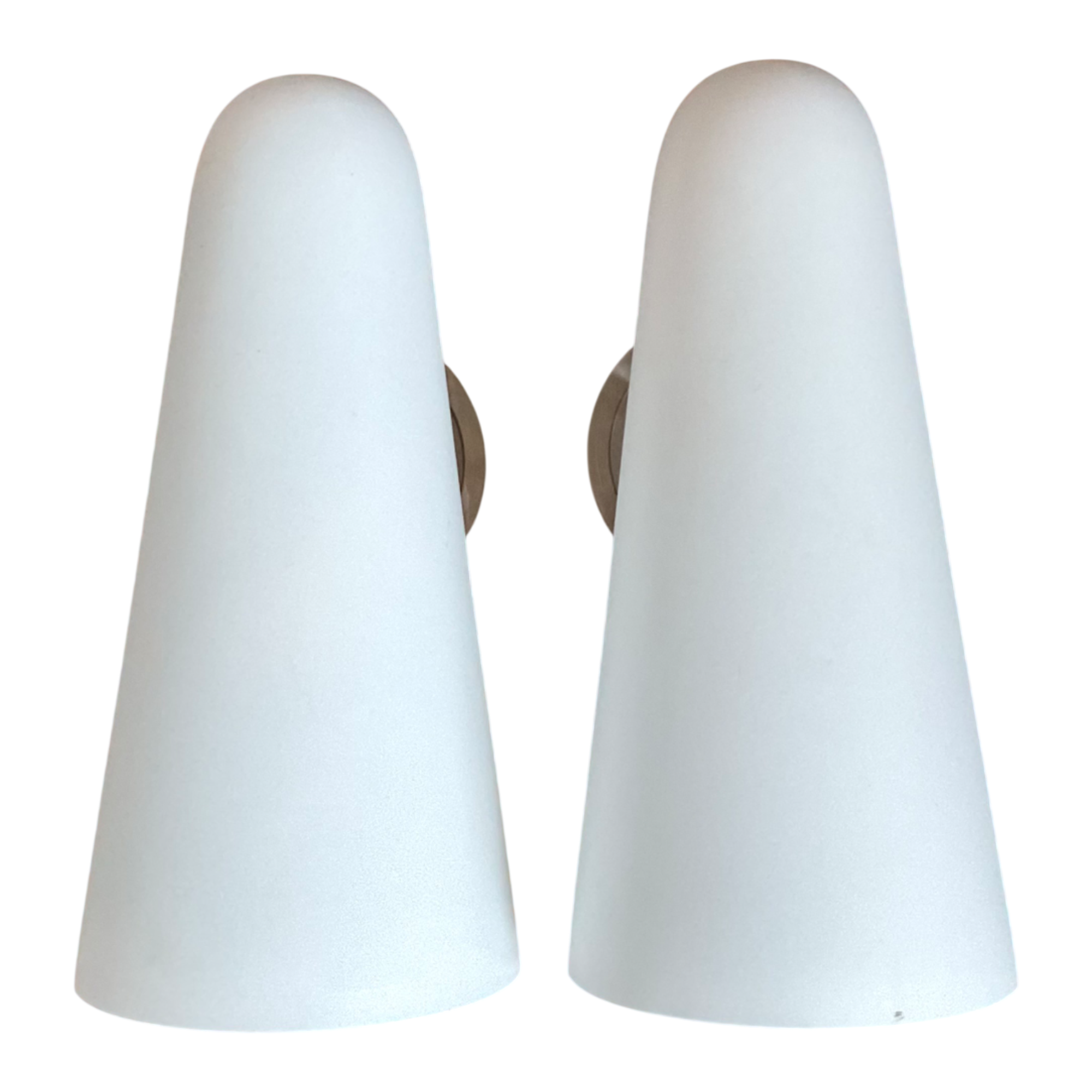Vintage Frosted Glass Cone Wall Sconces - A Pair