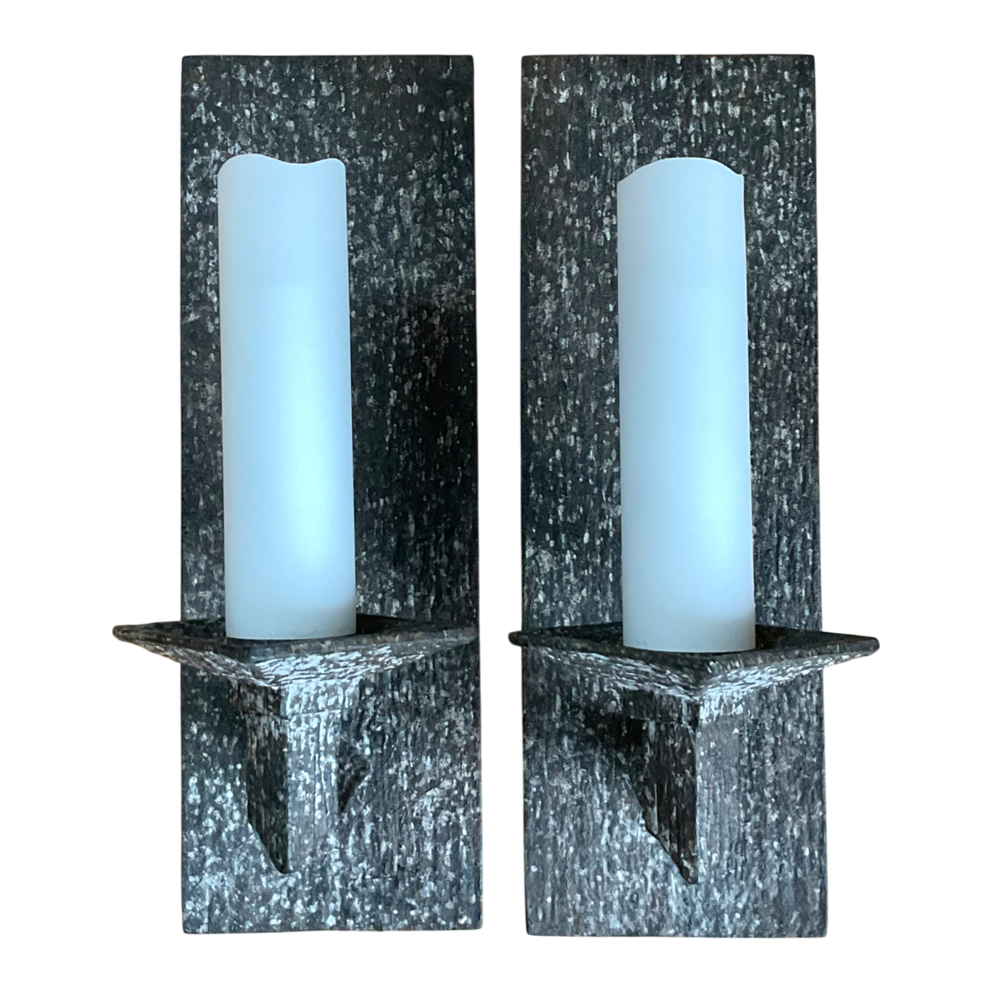 Vintage Frosted Glass and Metal Wall Sconces - A Pair