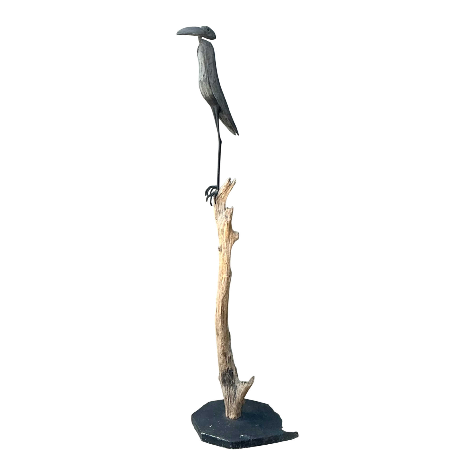 Vintage Monumental Metal and Wood Bird Sculpture
