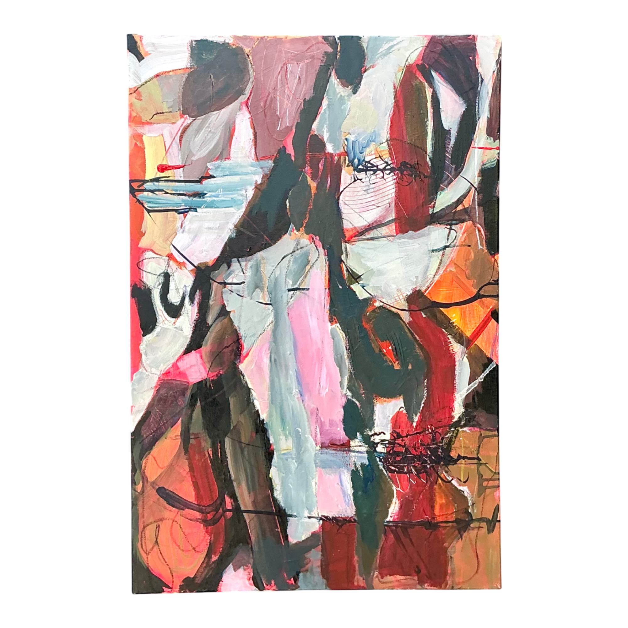 Vintage Abstract Expressionist Oil Painting on Canvas