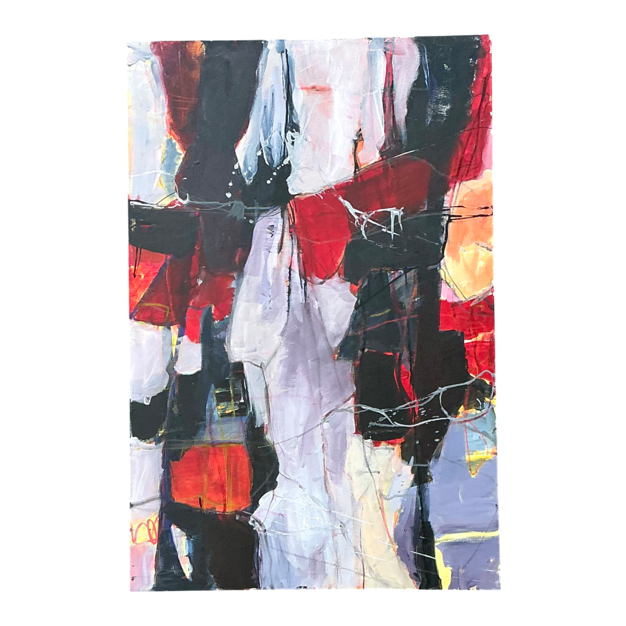 Vintage Abstract Expressionist Oil Painting on Canvas