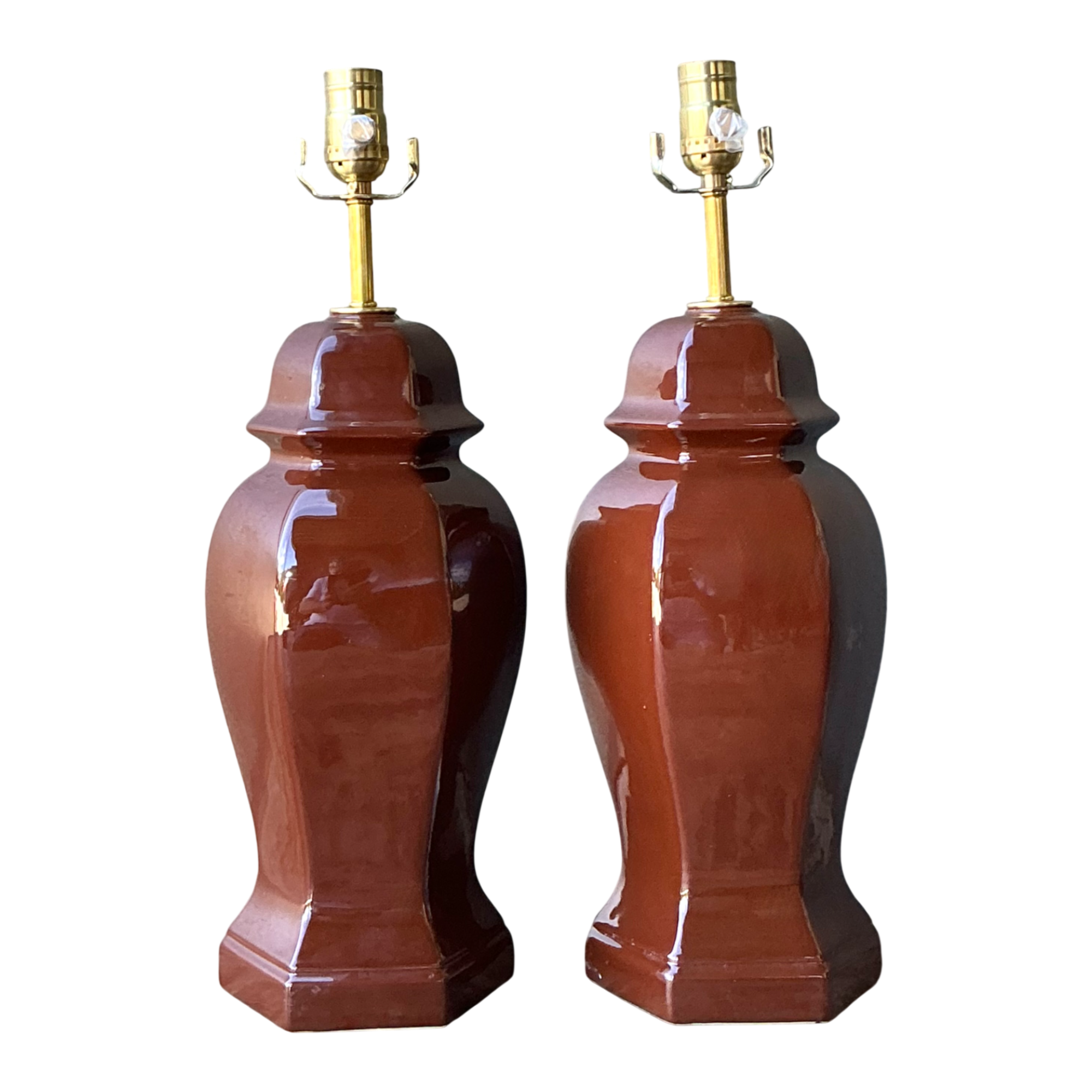 Vintage Ceramic Ginger Jar Table Lamps - A Pair