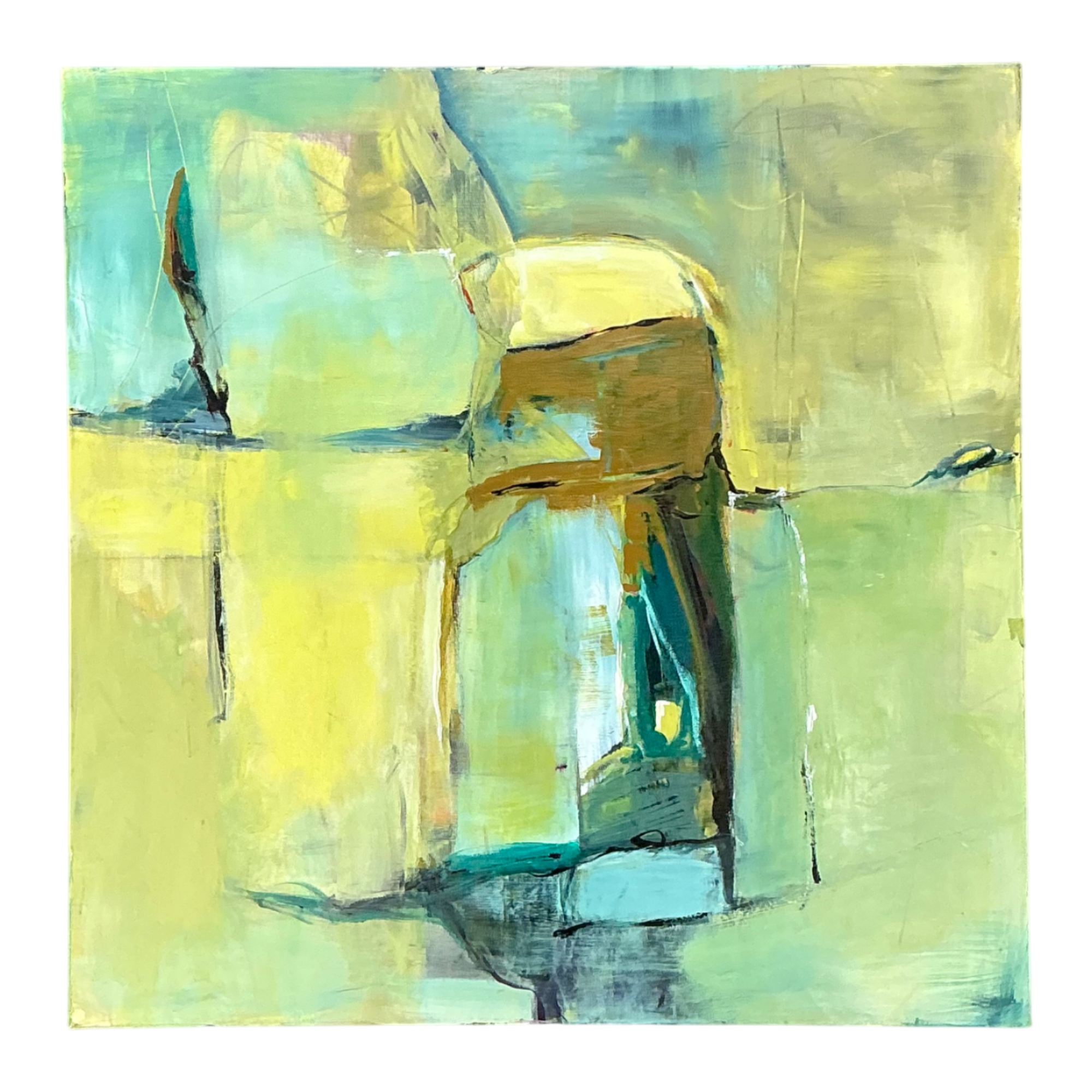 Vintage Abstract Expressionist Oil Painting on Canvas
