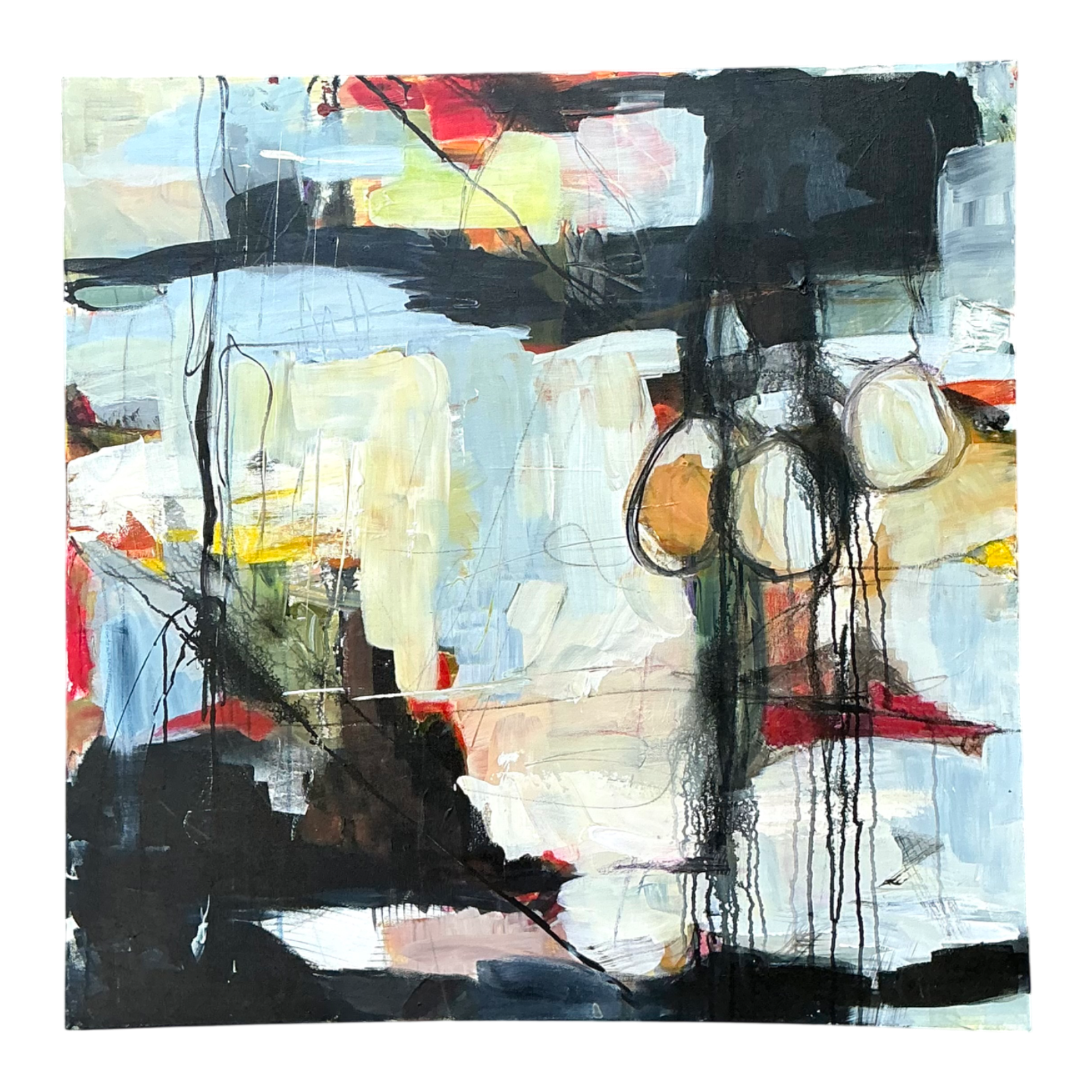 Vintage Abstract Expressionist Oil Painting on Canvas