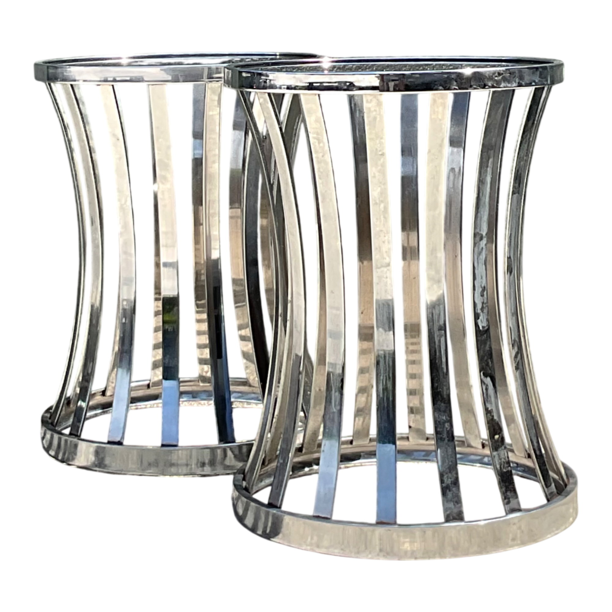 Vintage Metal and Glass Side Tables - A Pair — additional photo 1