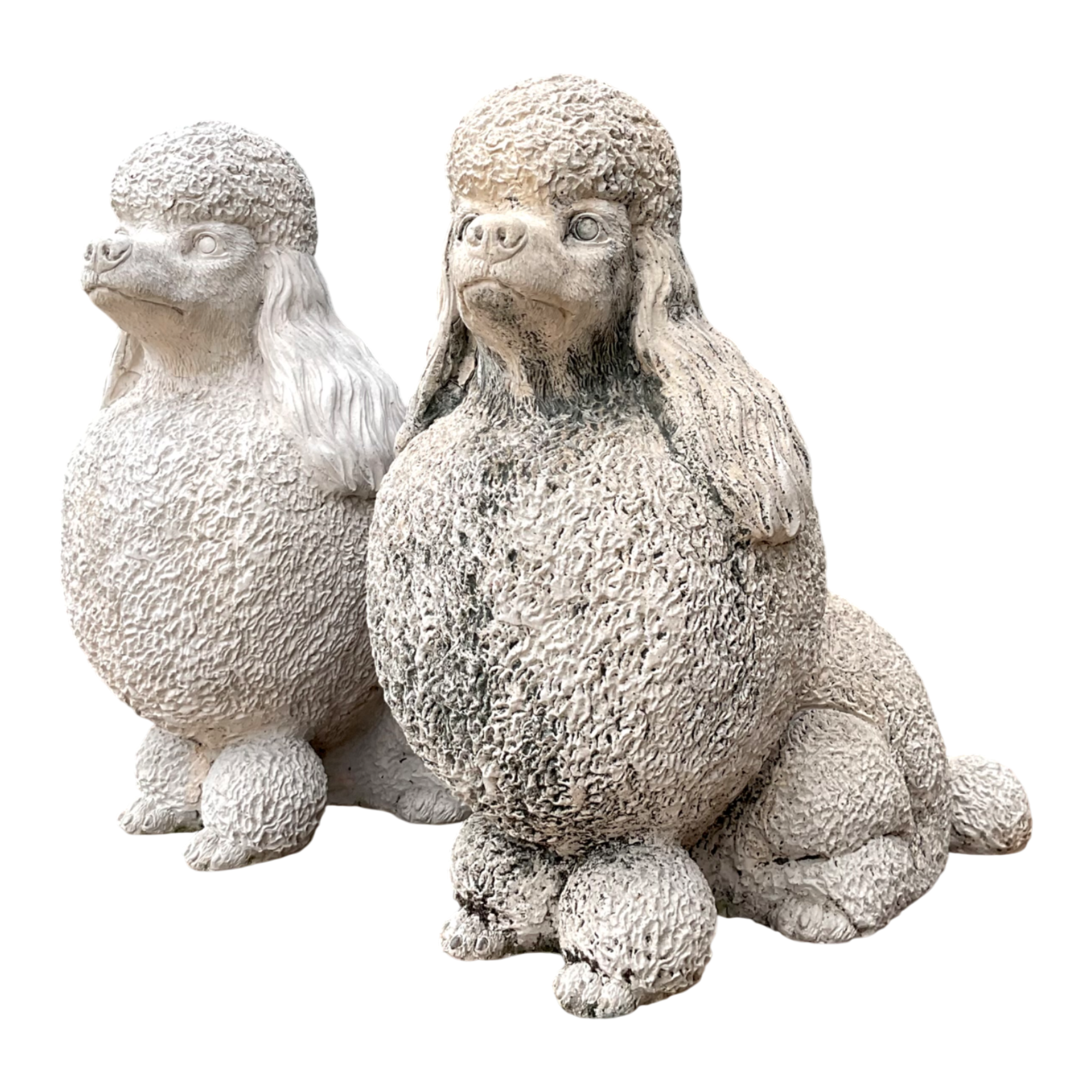 Vintage Cement Poodle Sculptures - A Pair