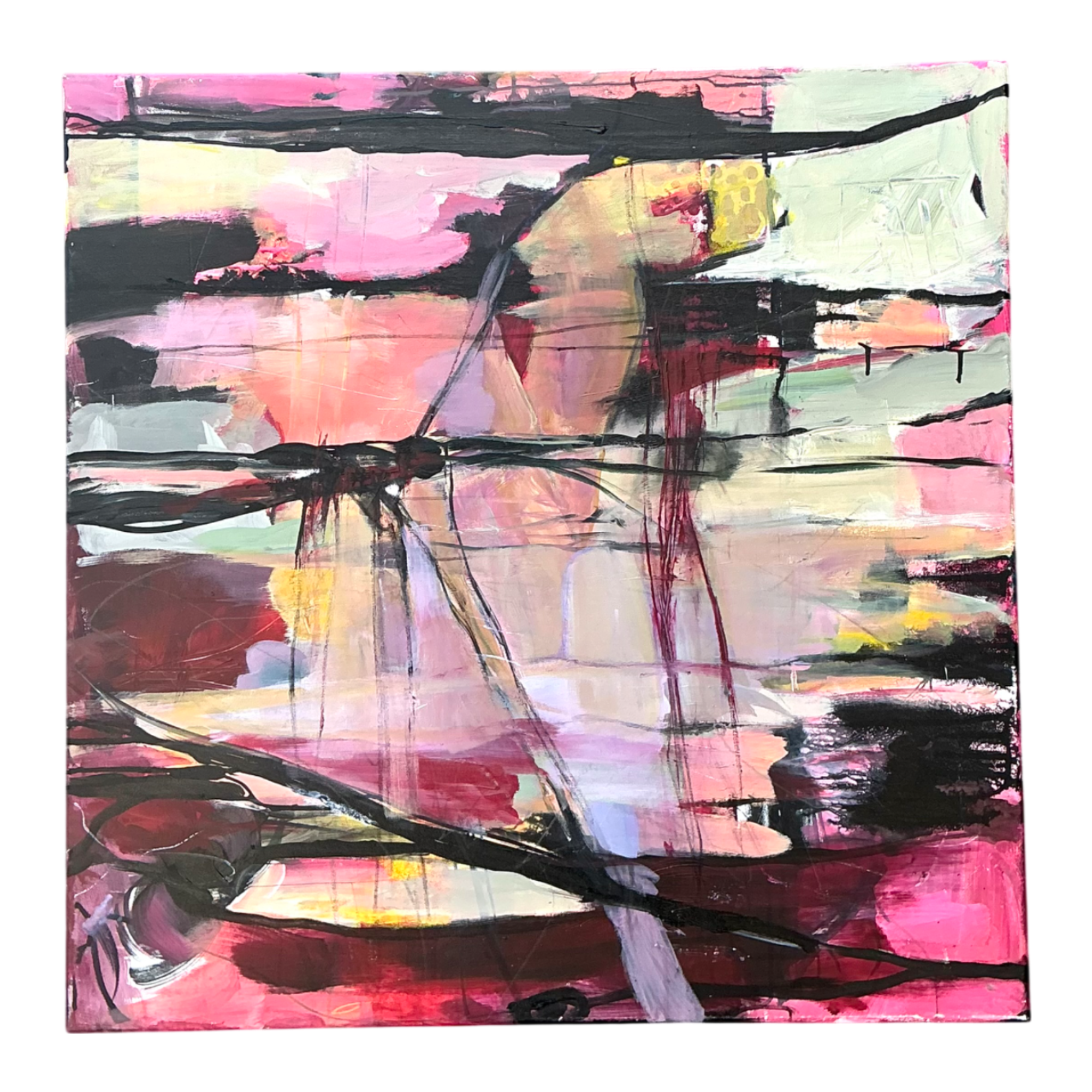 Vintage Abstract Expressionist Oil Painting on Canvas
