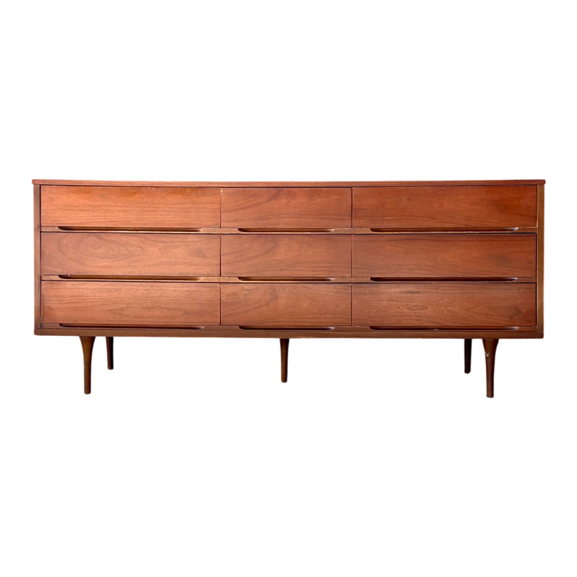 Vintage MCM Danish Teak Nine-Drawer Dresser