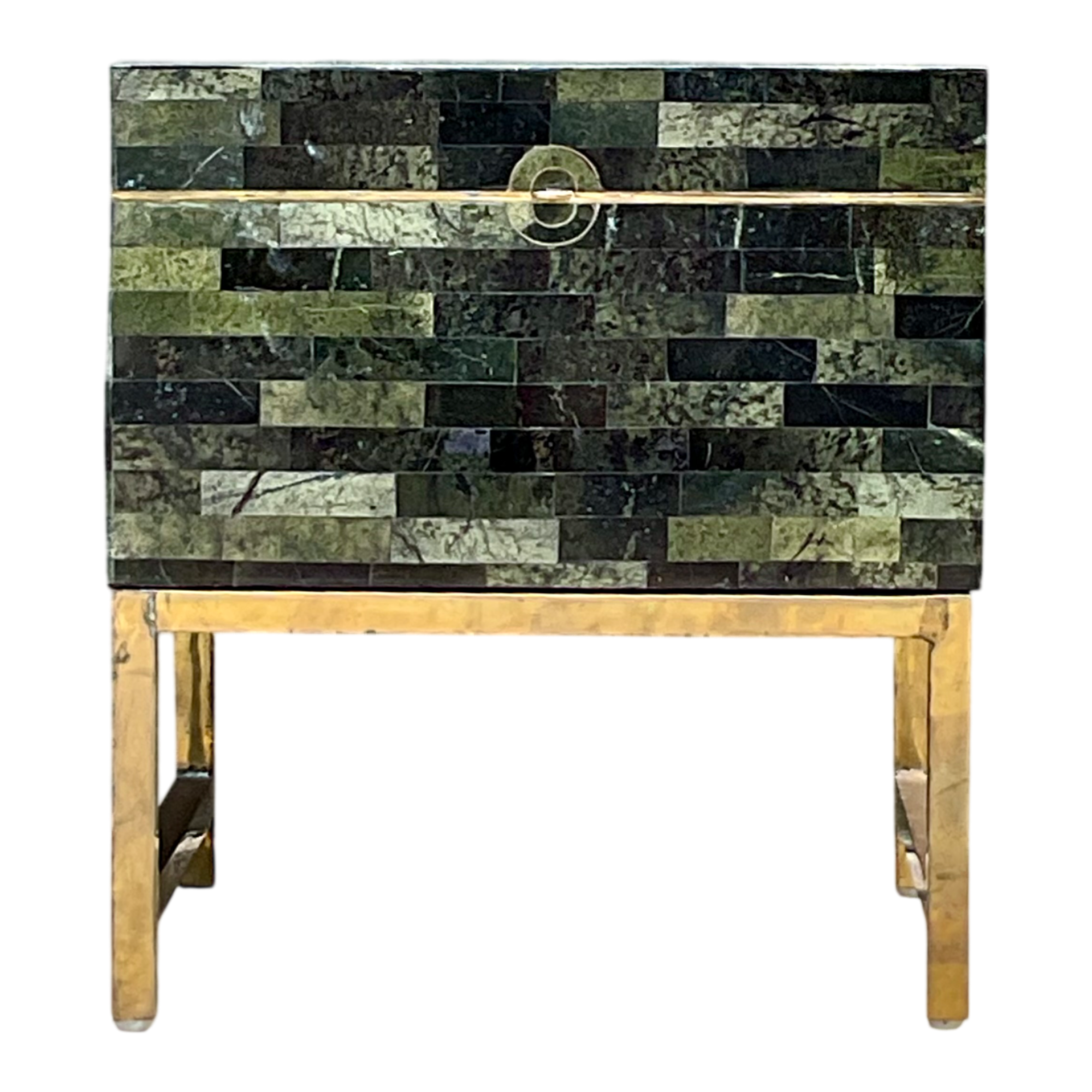 Vintage Stone and Metal Side Table