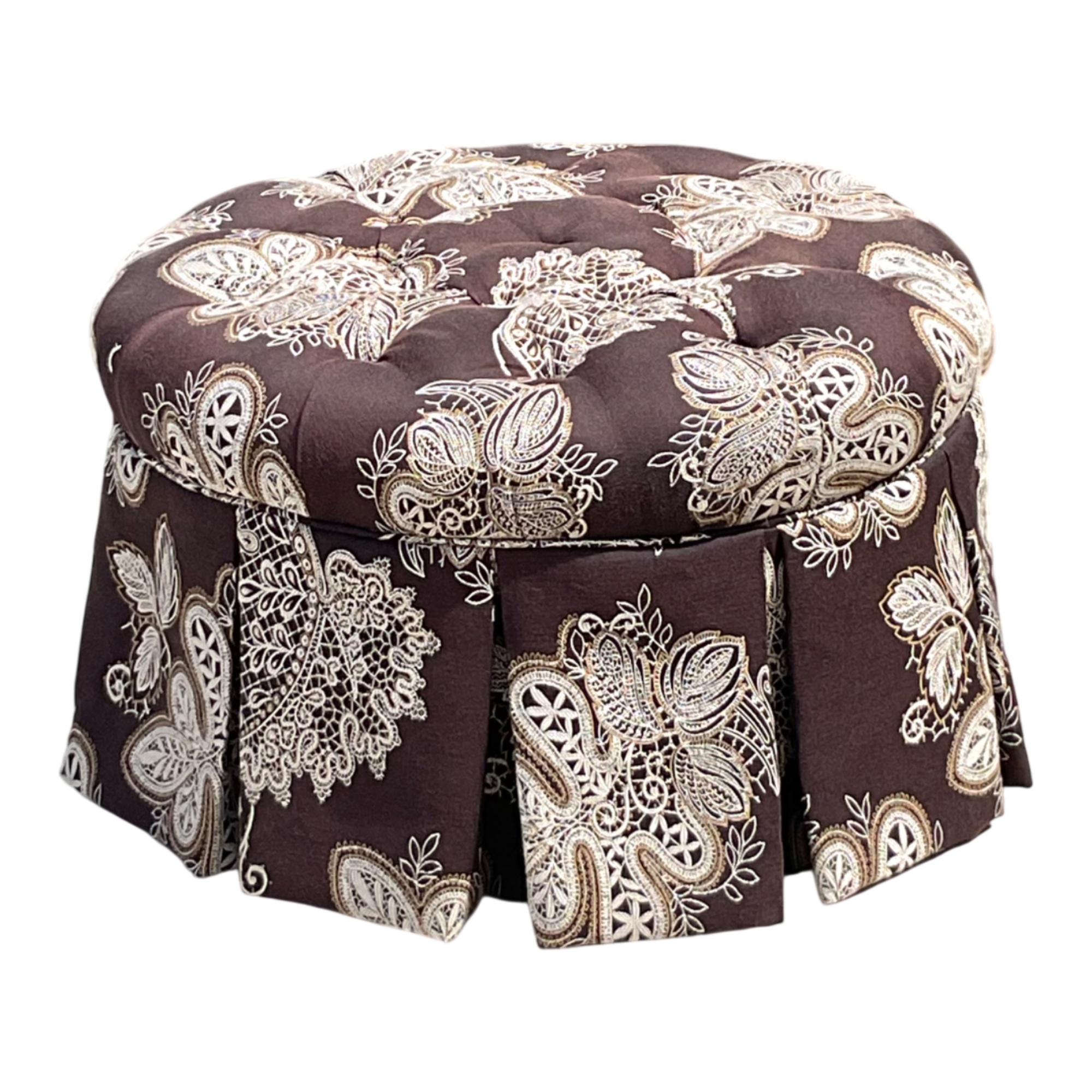 Vintage Paisley Tufted Ottoman
