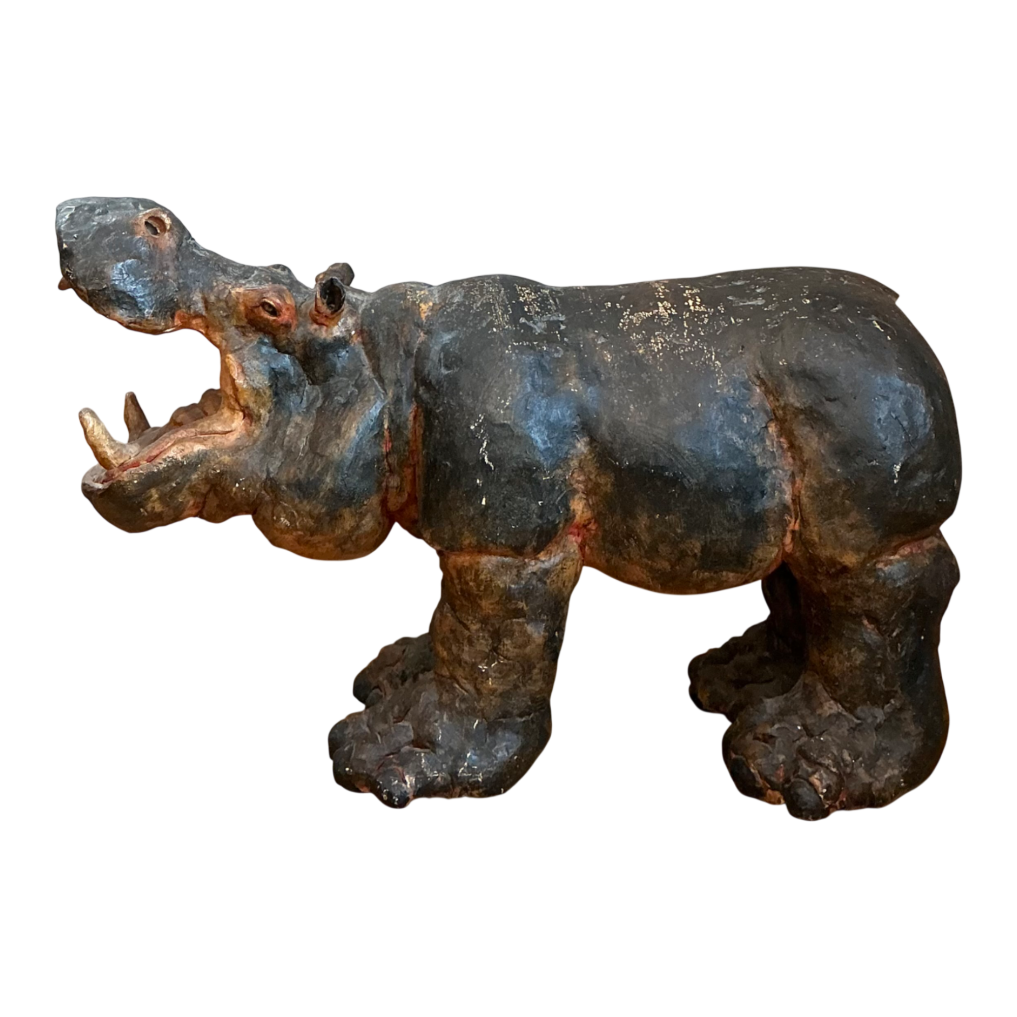 Vintage Boho Slab Built Ceramic Hippo