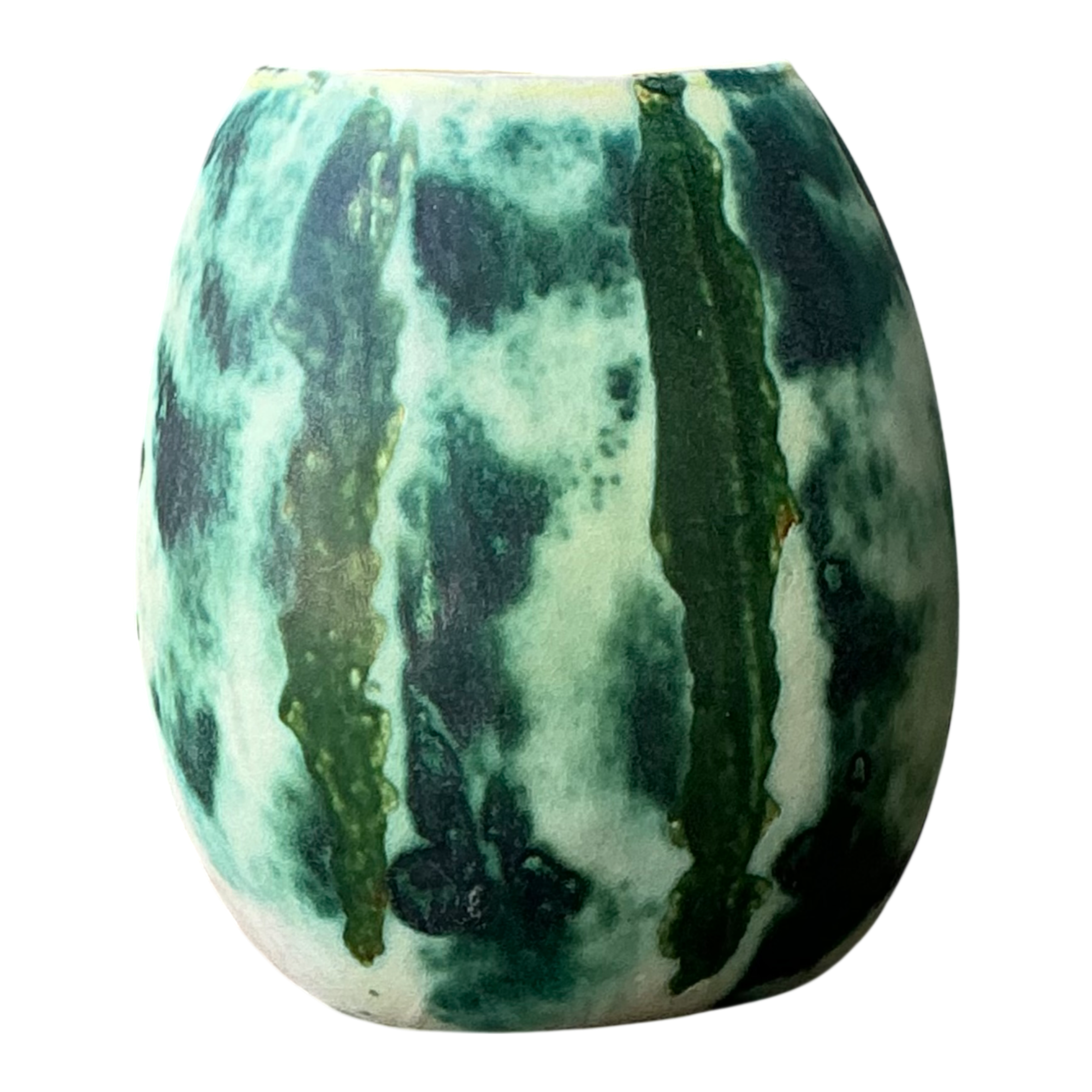 Vintage Green Abstract Ceramic Vase