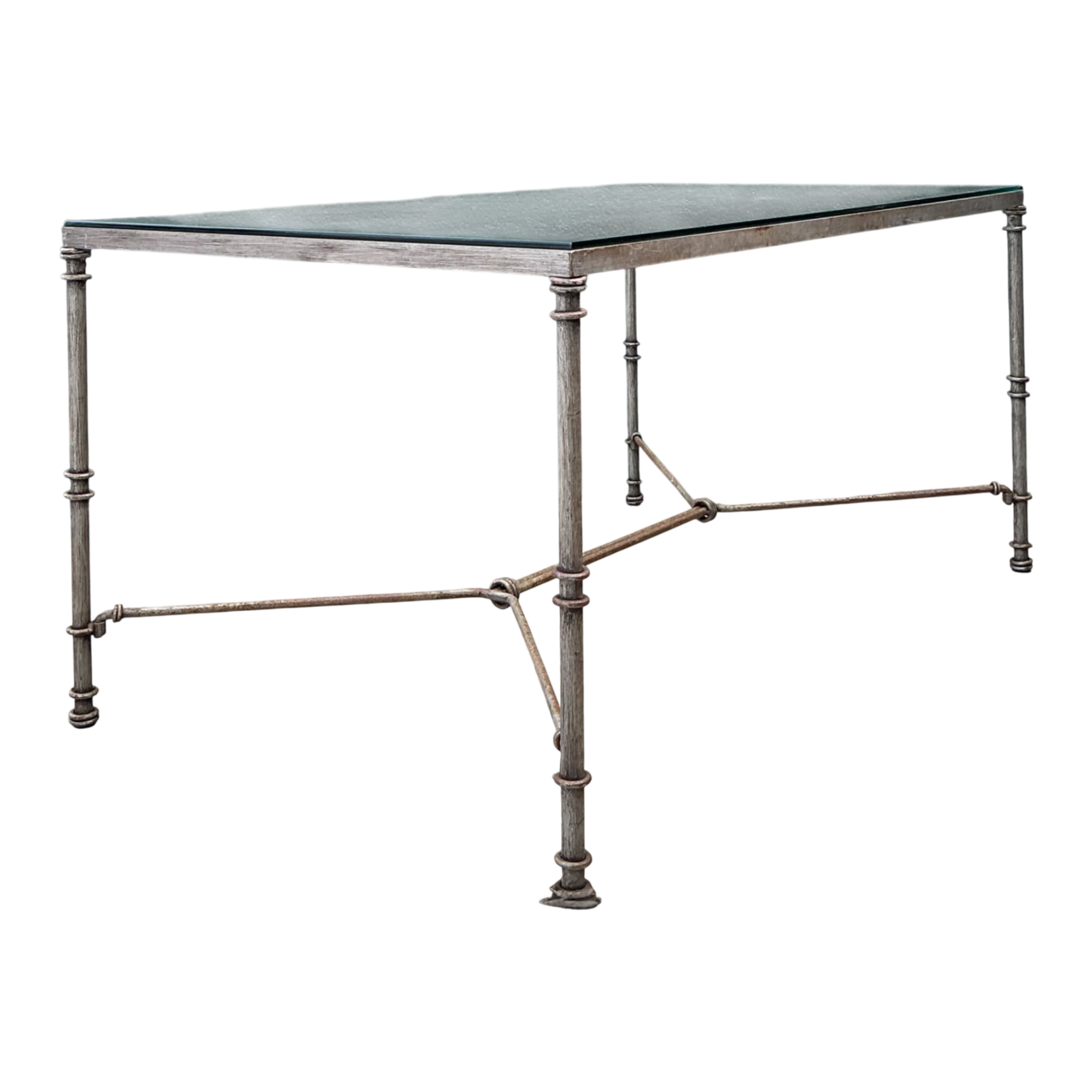 Vintage Outdoor Metal and Glass Dining Table - Detail view