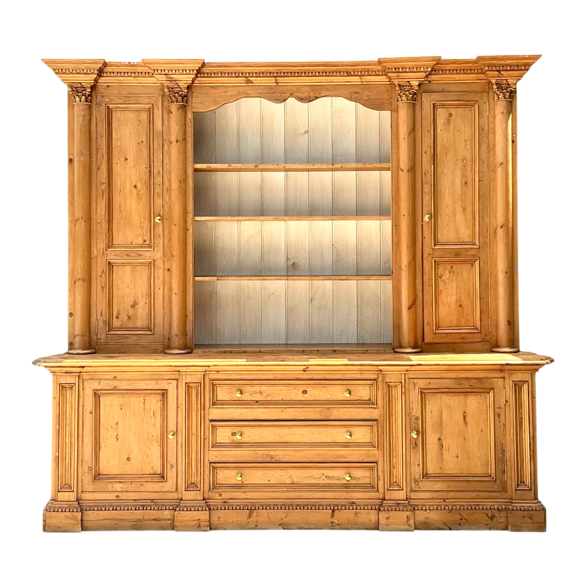 Vintage Monumental Rustic Pine Hutch - Detail view