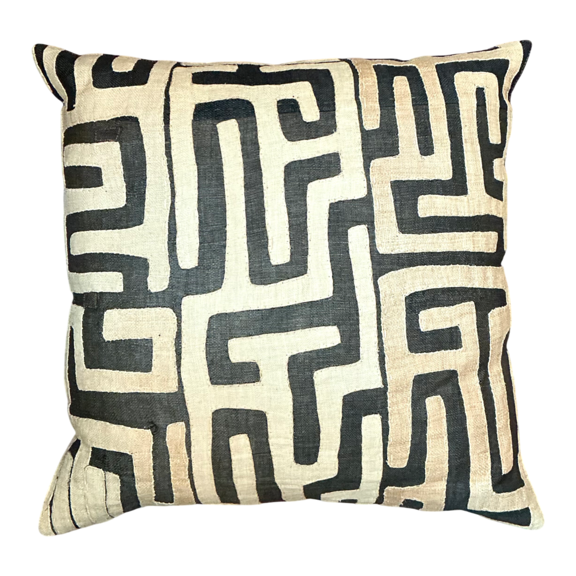 Vintage Kuba Cloth Pattern Pillow - Detail view