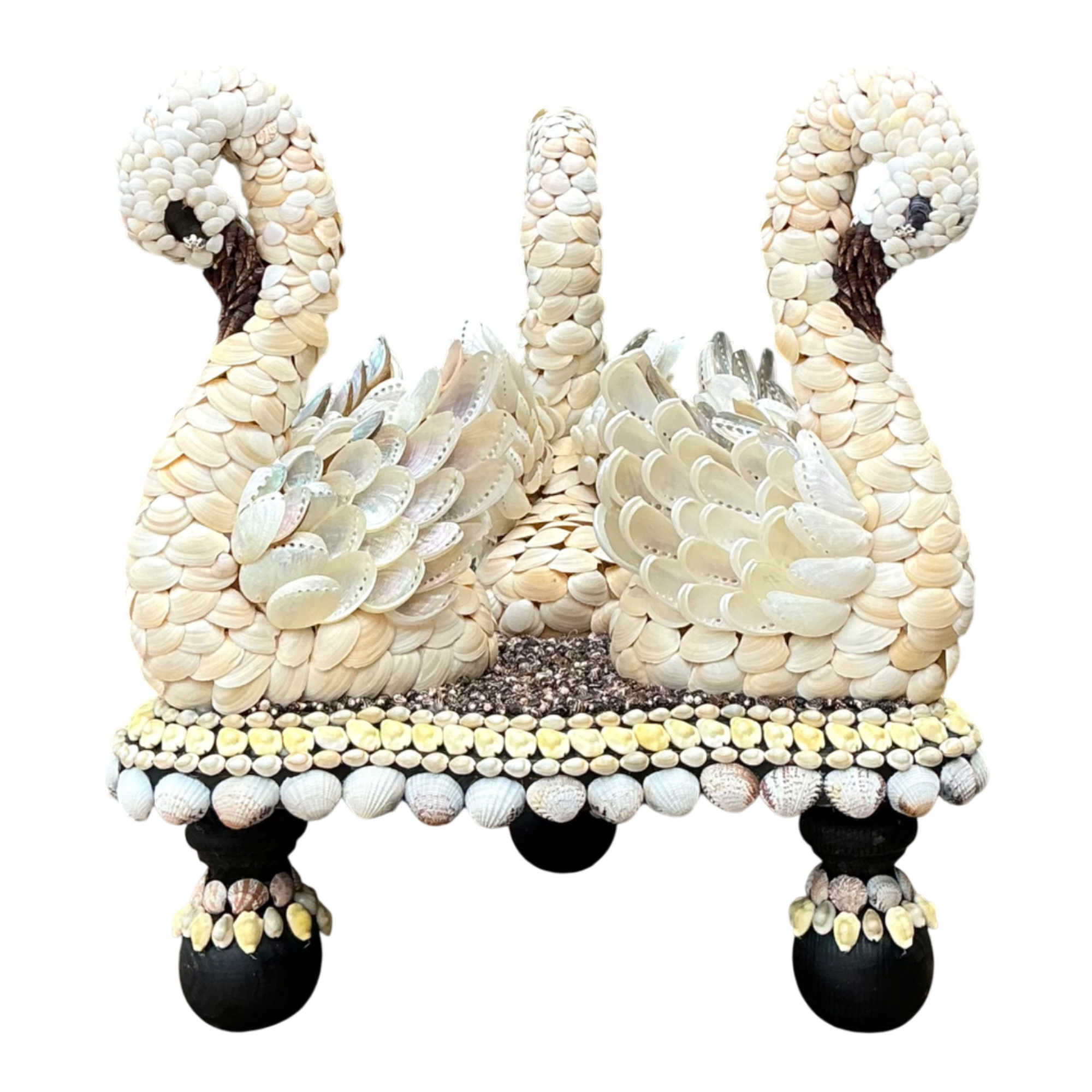 Vintage Shell Encrusted Wood Swan Table — additional photo 1