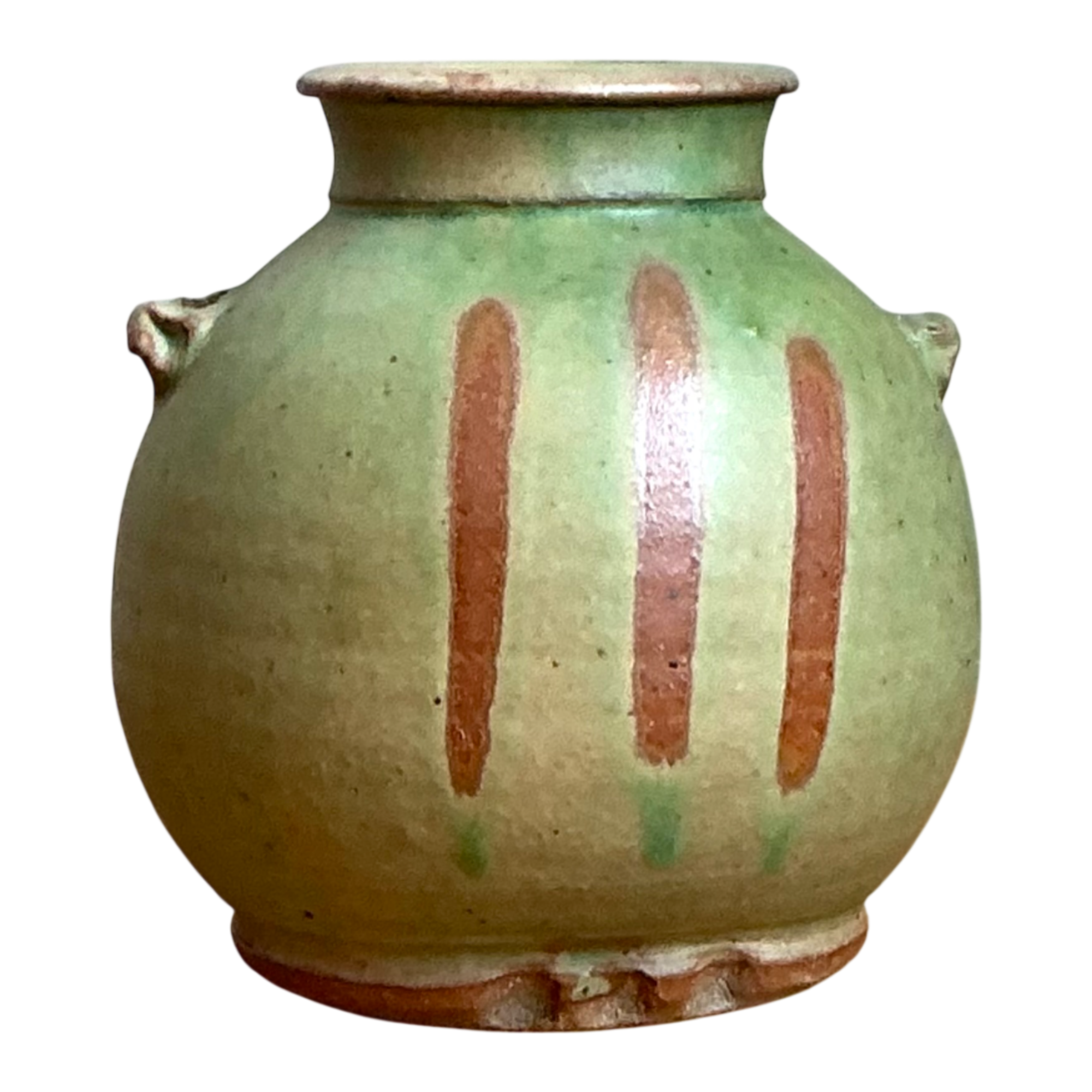 Vintage Green Striped Ceramic Vase — additional photo 1