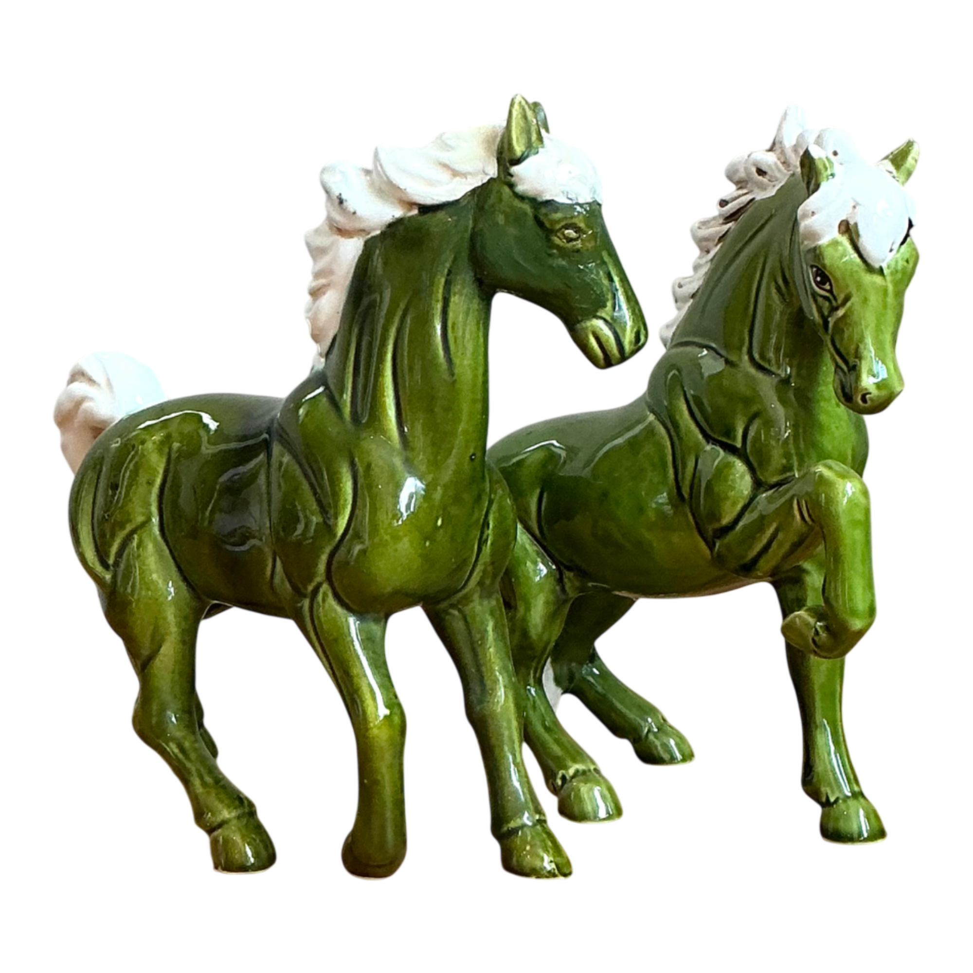 Vintage Green Ceramic Horse Figurines — additional photo 1