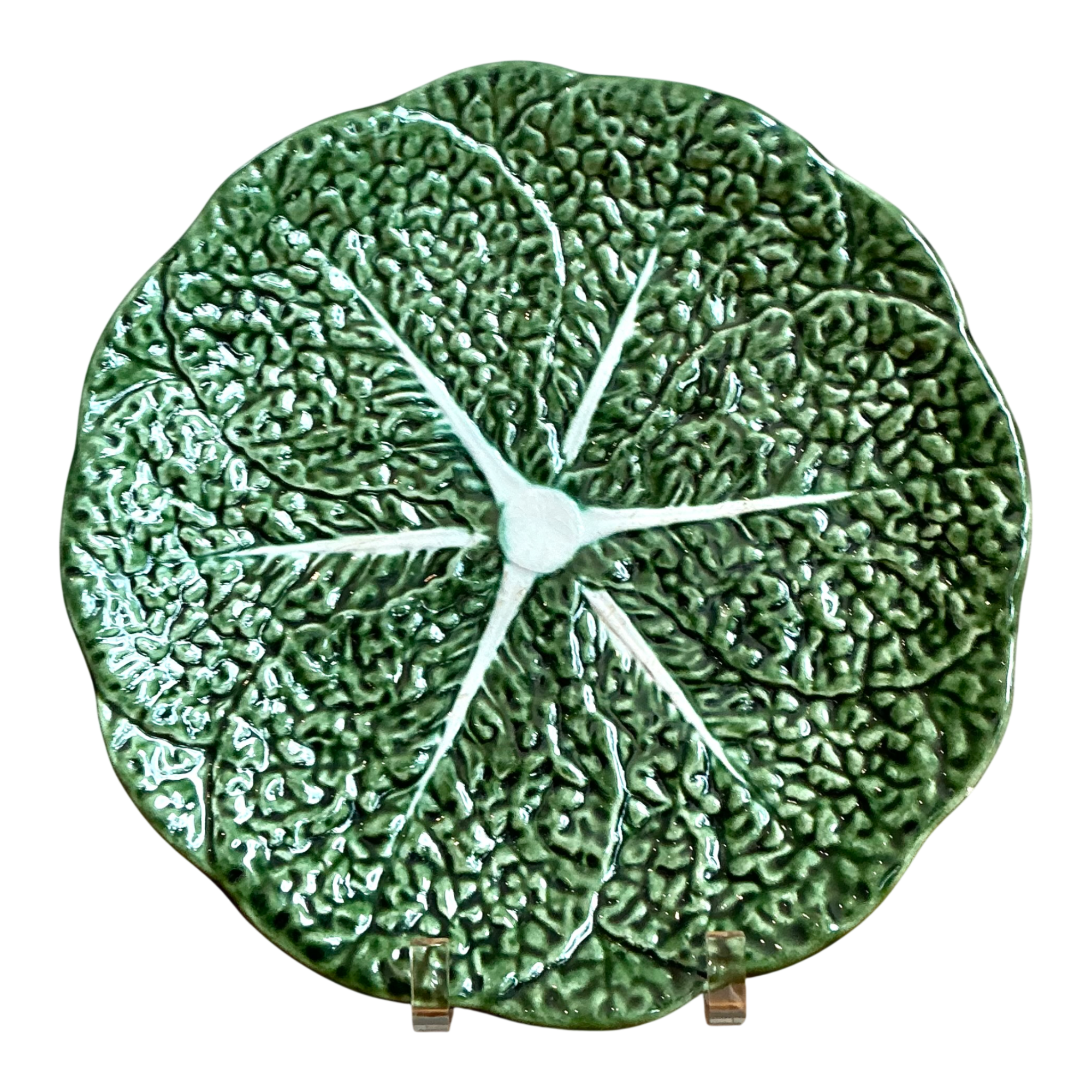 Portuguese Green Cabbage Leaf Ceramic Plate — additional photo 1