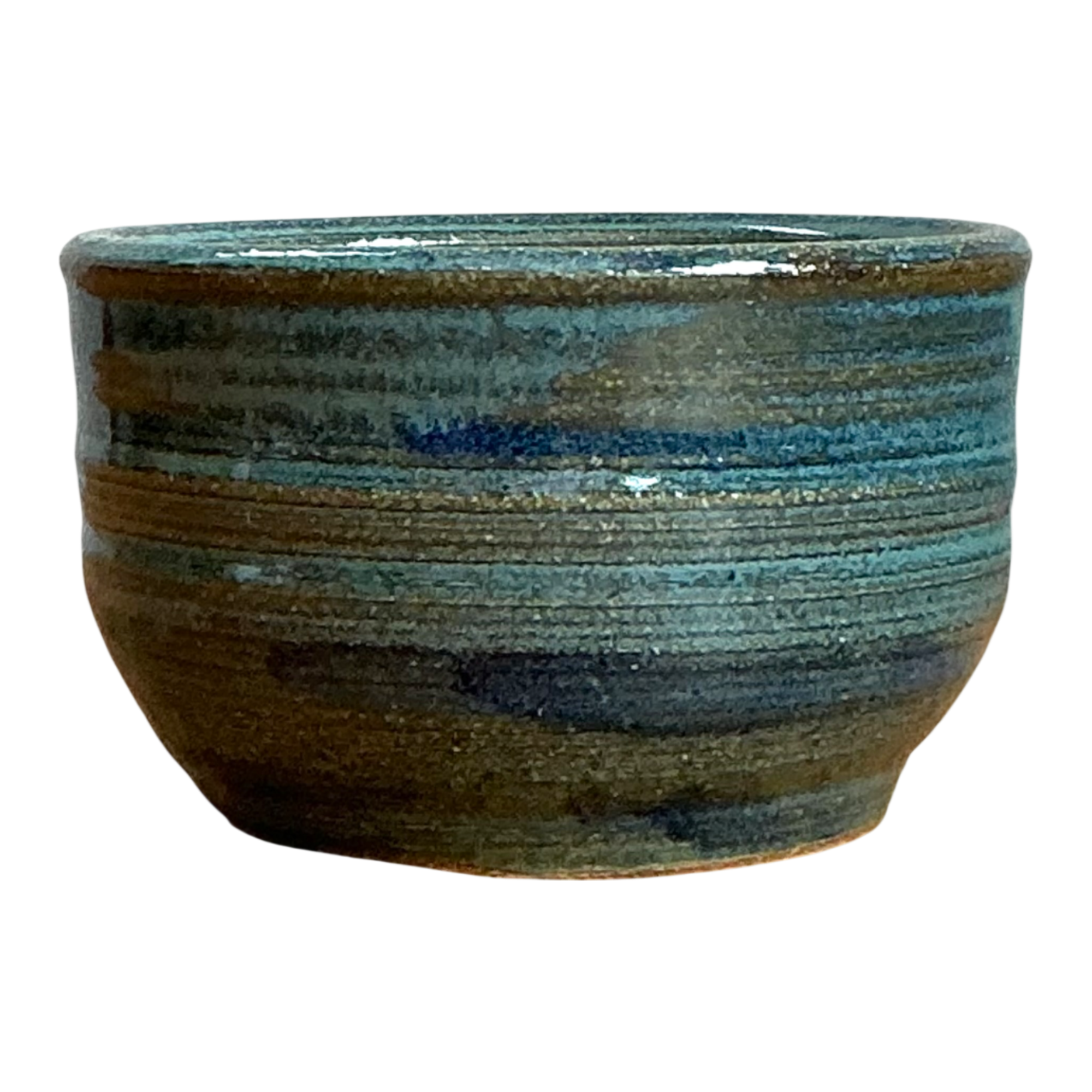 Vintage Blue Glazed Pottery Bowl — additional photo 1