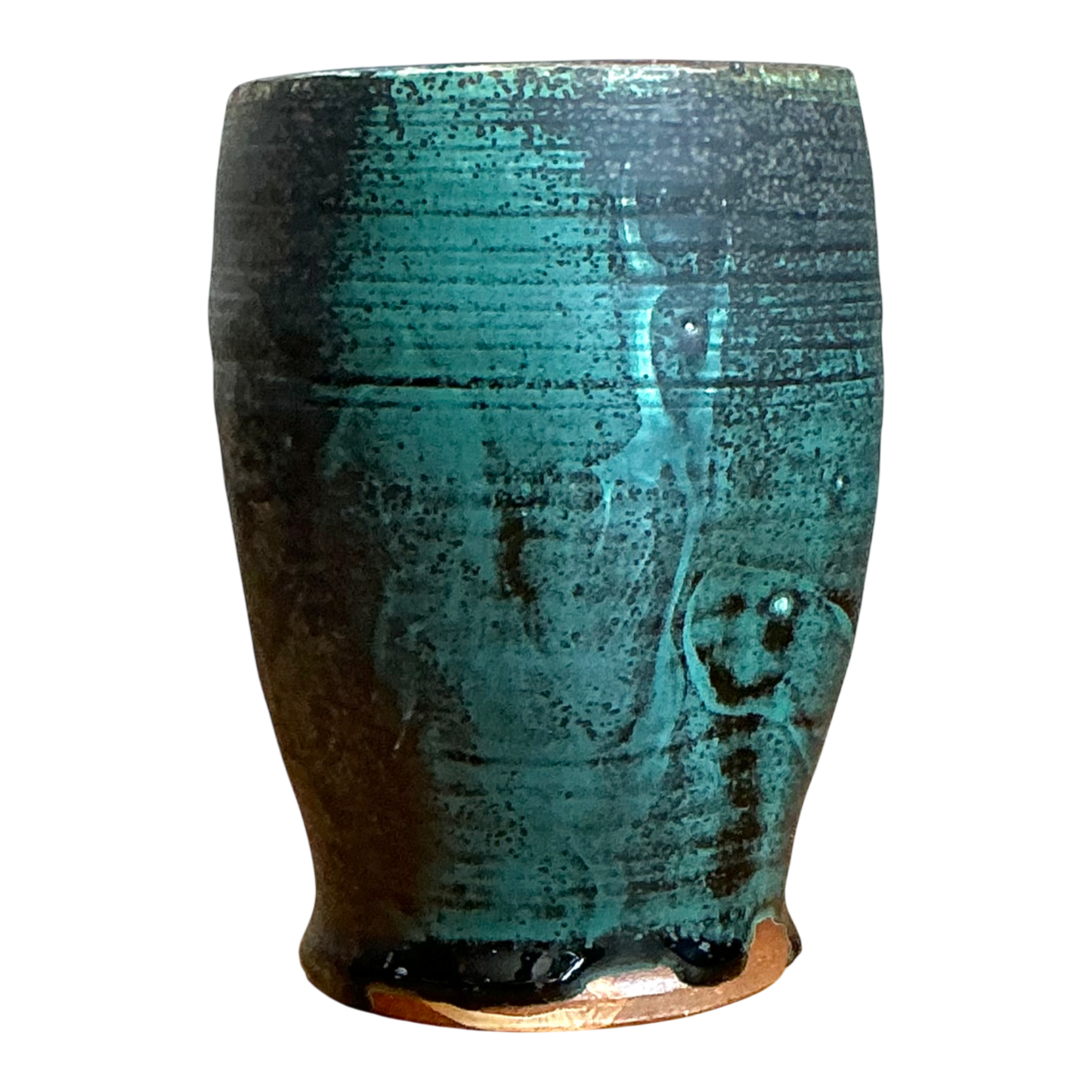 Vintage Blue Green Glazed Pottery Vase — additional photo 1